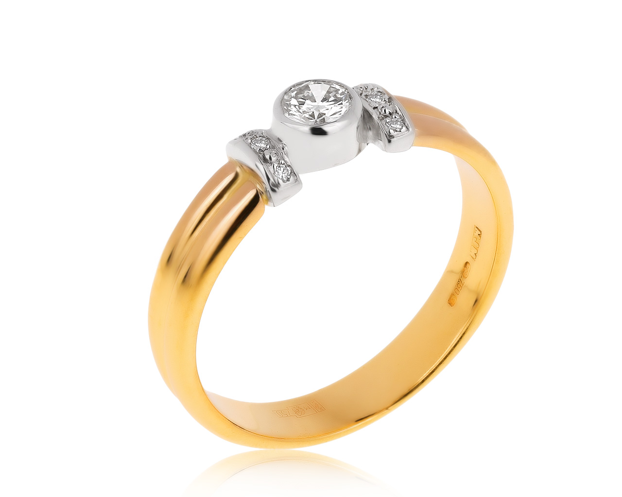 Солидное золотое кольцо с бриллиантами 0.23ct