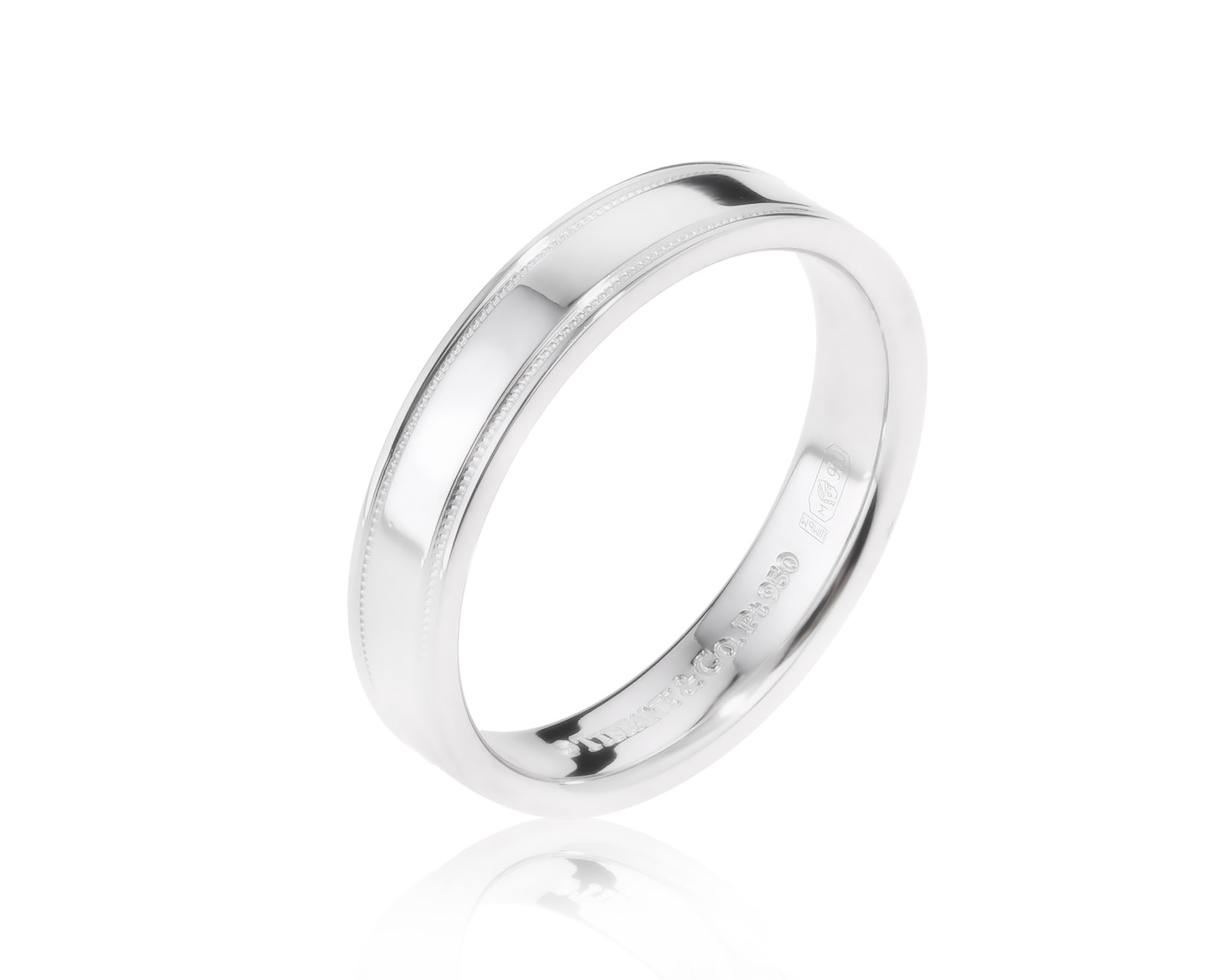Оригинальное платиновое кольцо Tiffany&Co Milgrain 260622/2