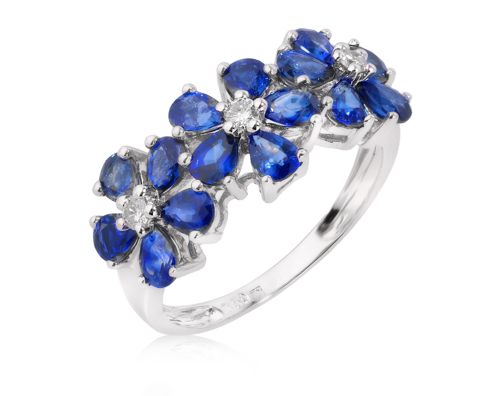 Золотое кольцо с сапфирами 2.92ct и бриллиантами 0.12ct 301025/3