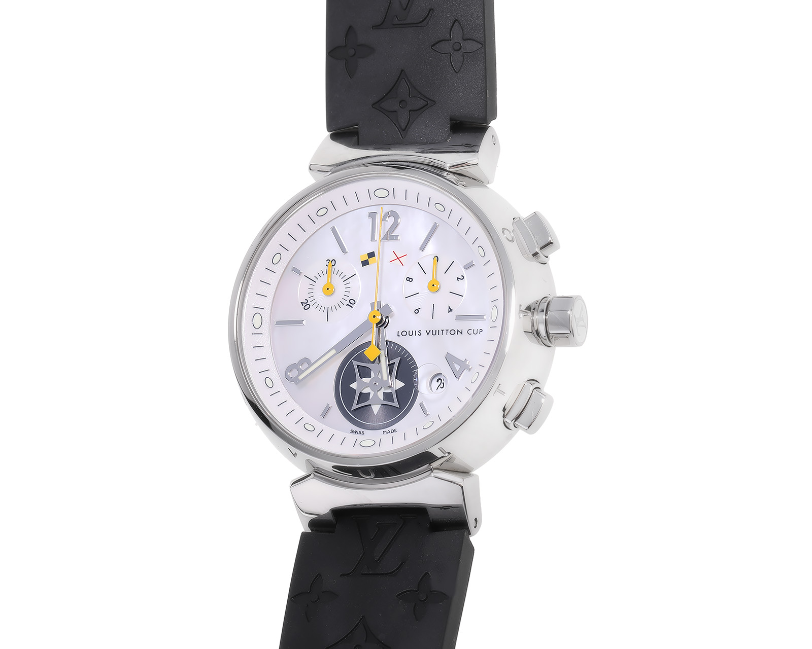 Оригинальные стальные часы Louis Vuitton Tambour Lovely Cup Chronograph 151023/5