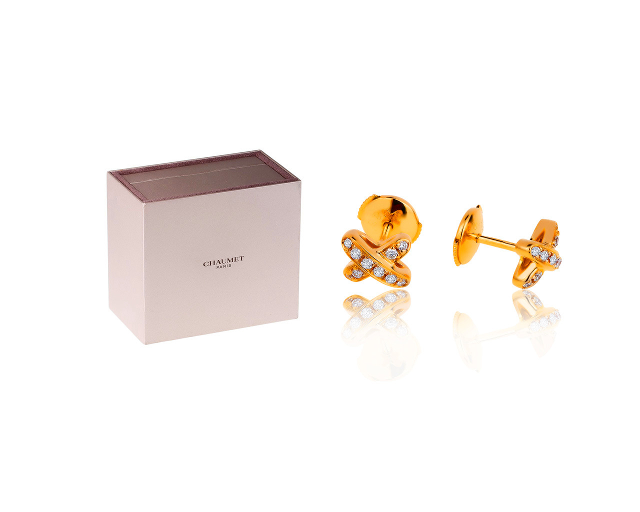 Оригинальные золотые серьги с бриллиантами 0.20ct Chaumet