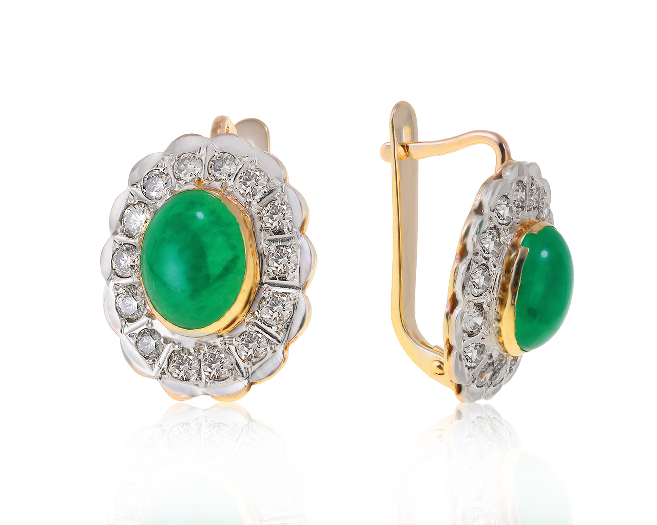 Волшебные золотые серьги с хризопразами 4.39ct СССР 200521/3