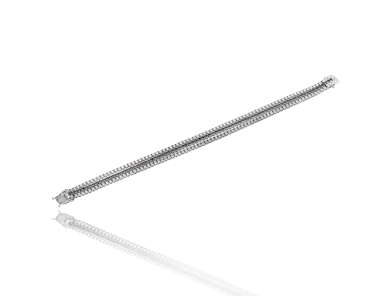 Теннисный золотой браслет с белыми и черными бриллиантами 5.70ct 280519/16