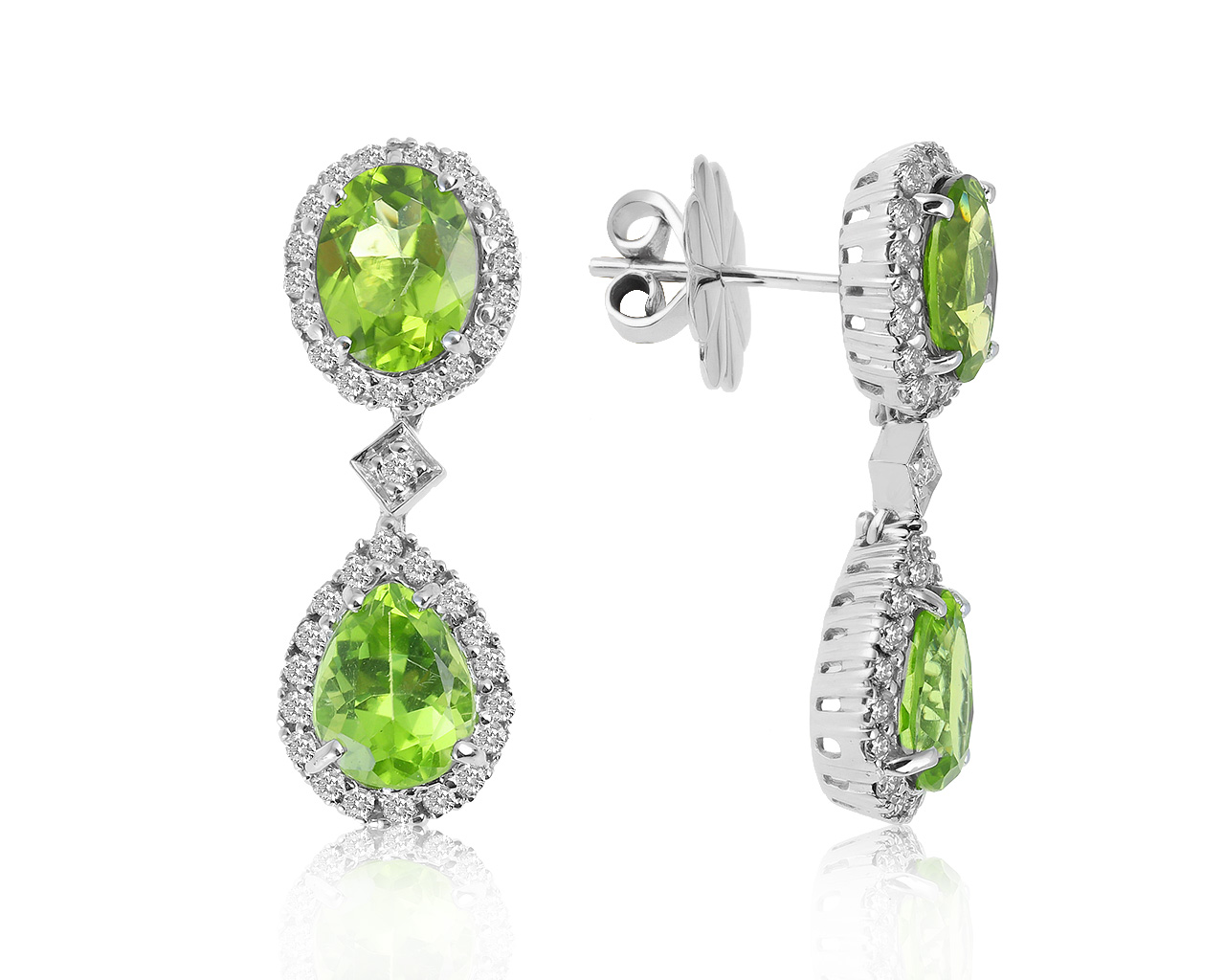 Прелестные золотые серьги с хризолитами 7.04ct 180521/17