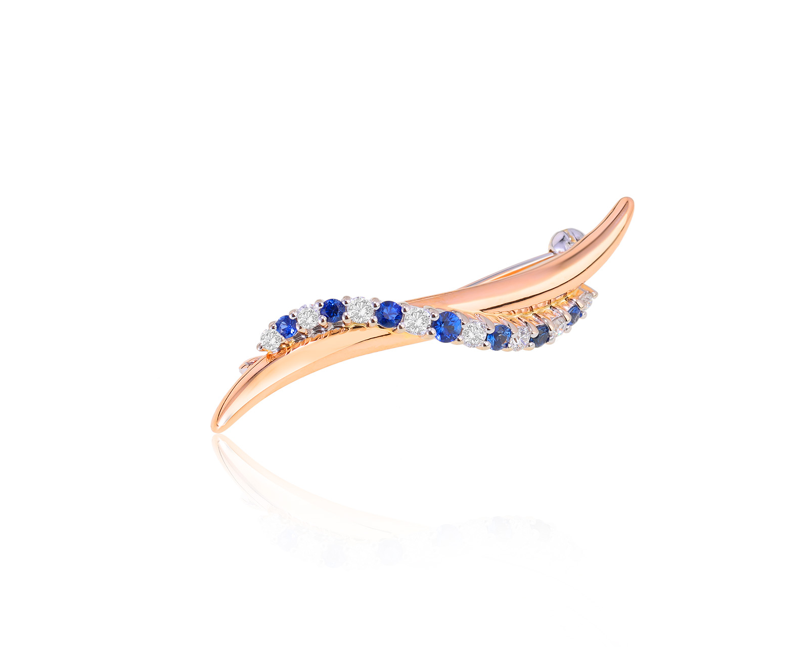 Женственная золотая брошь с сапфирами 0.28ct 291122/11