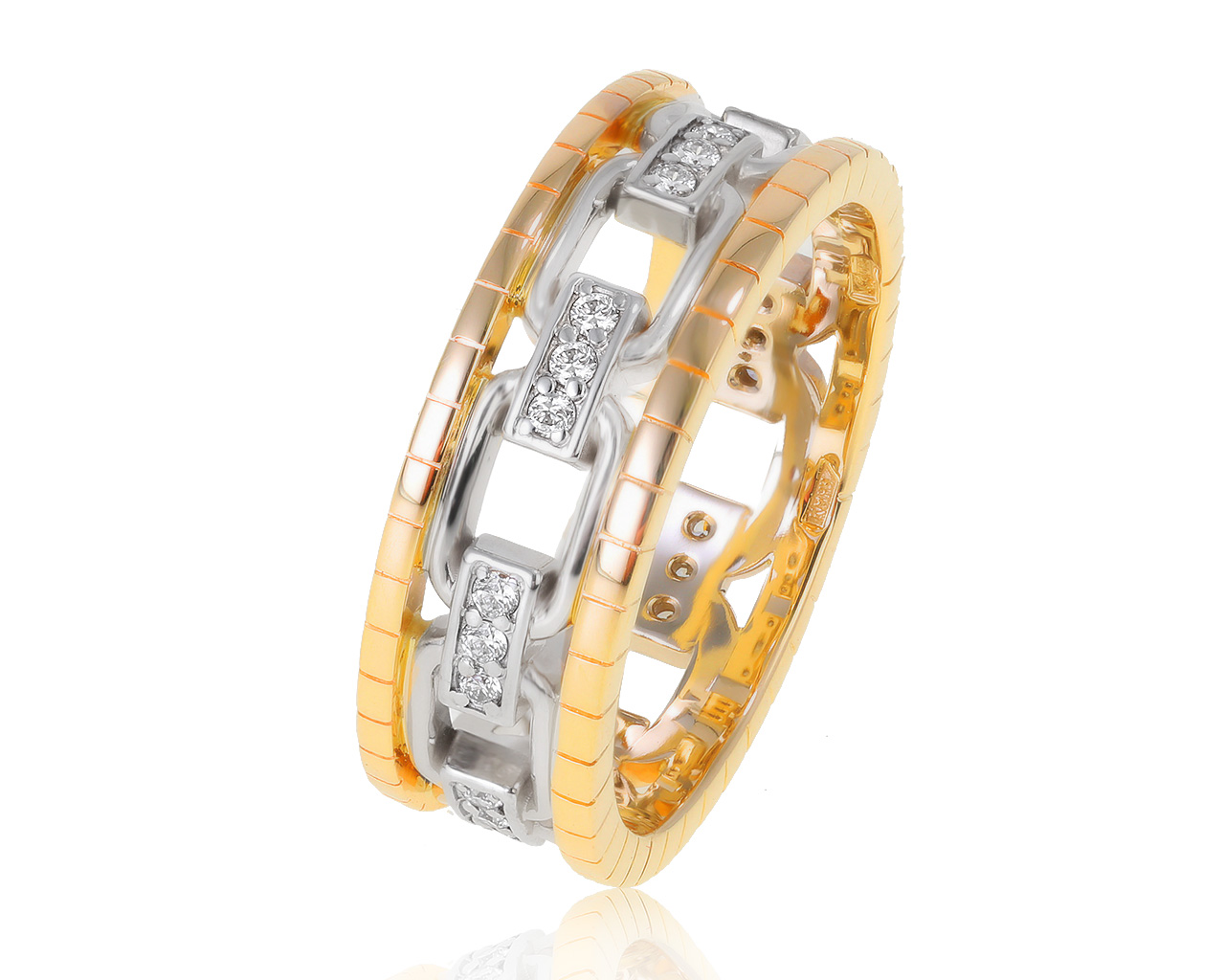 Солидное золотое кольцо с бриллиантами 0.28ct