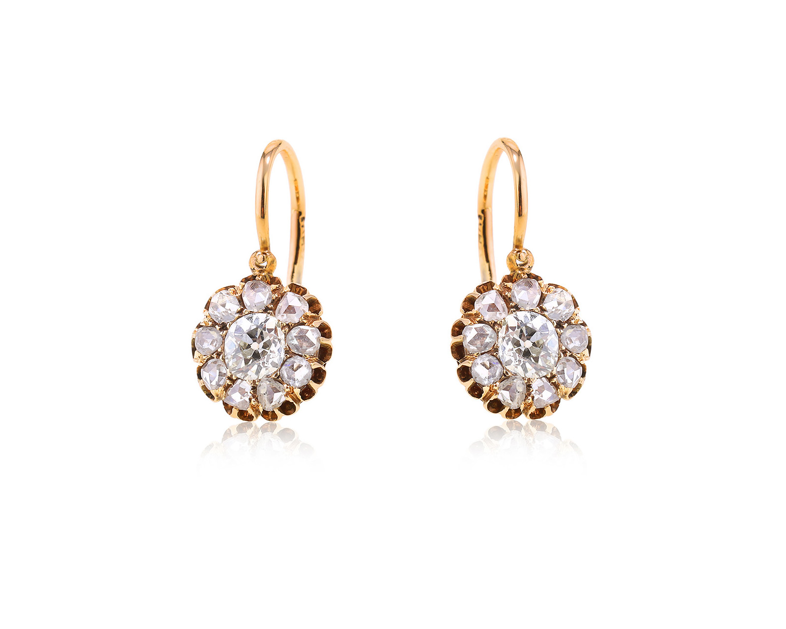 Золотые серьги с бриллиантами 0.53ct и алмазами 0.31ct