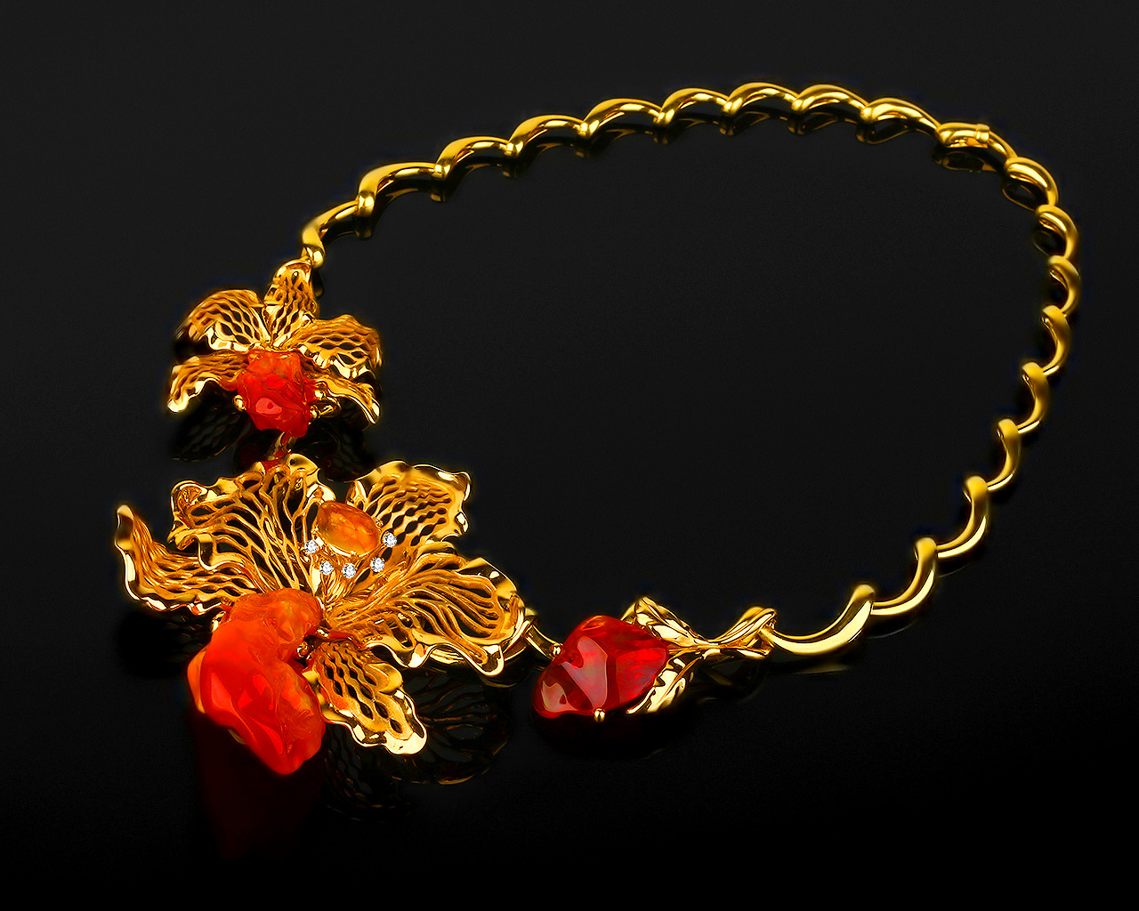 Шикарное золотое колье с бриллиантами 0.44ct 170318/9