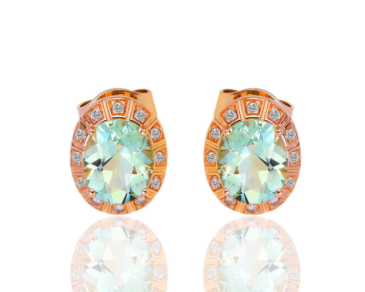 Оригинальные золотые серьги с празиолитами и бриллиантами 0.25ct H.Stern 130219/10