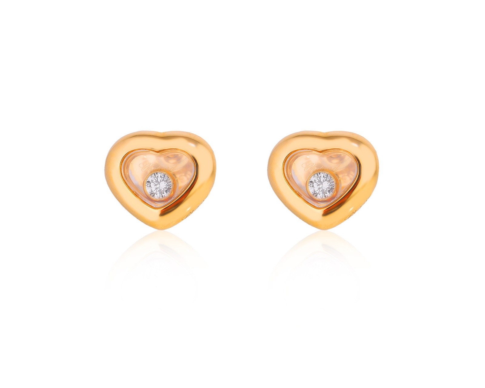 Золотые серьги с бриллиантами 0.11ct Chopard Happy Diamonds