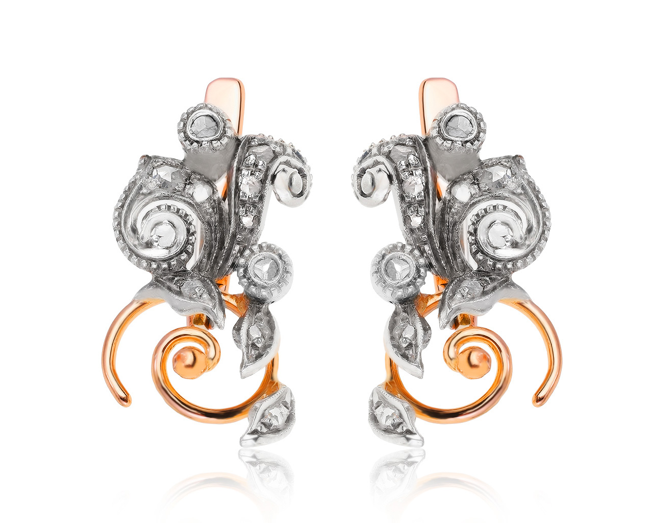 Восхитительные золотые серьги с бриллиантами 0.10ct 240321/10