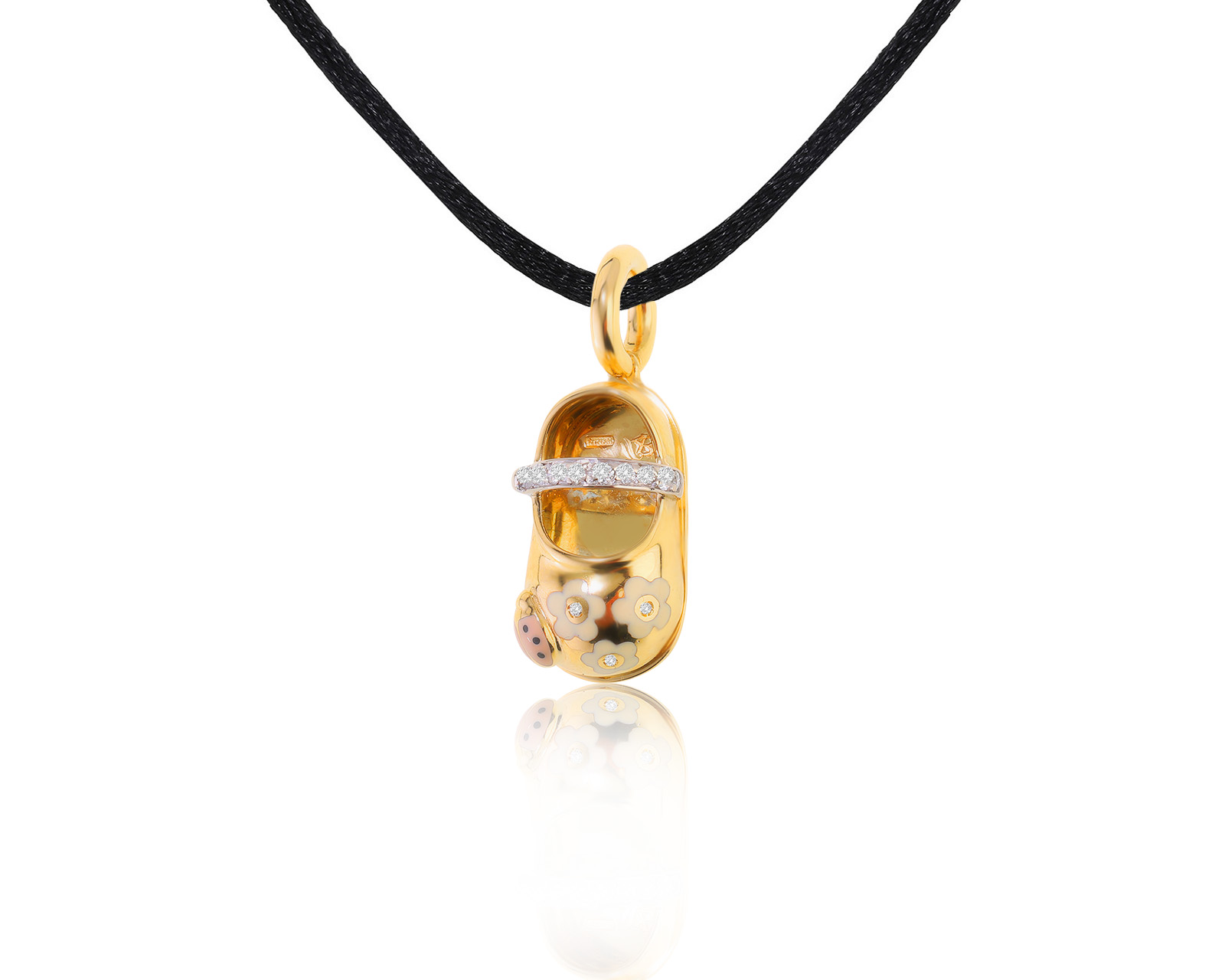 Оригинальный золотой кулон с эмалью Aaron Basha 070223/2