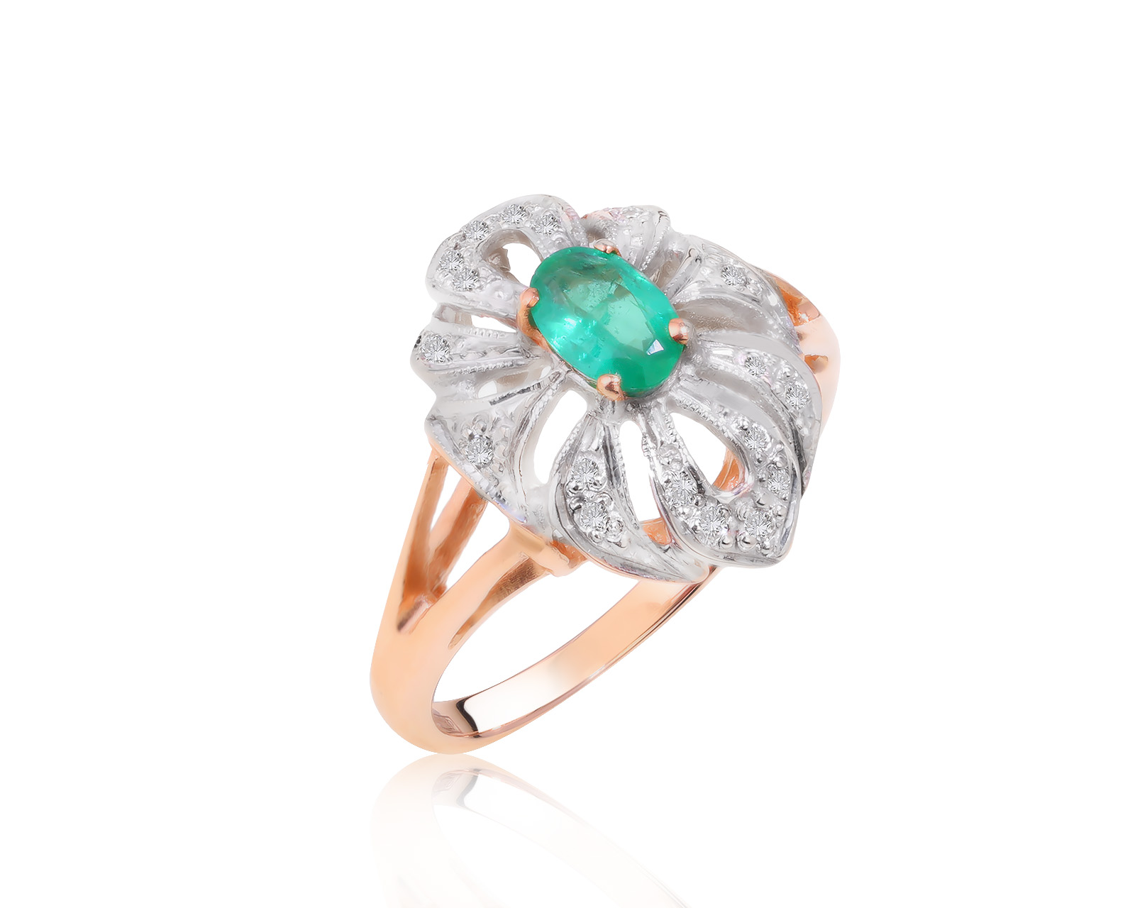 Модное золотое кольцо с изумрудом 0.38ct 300522/1