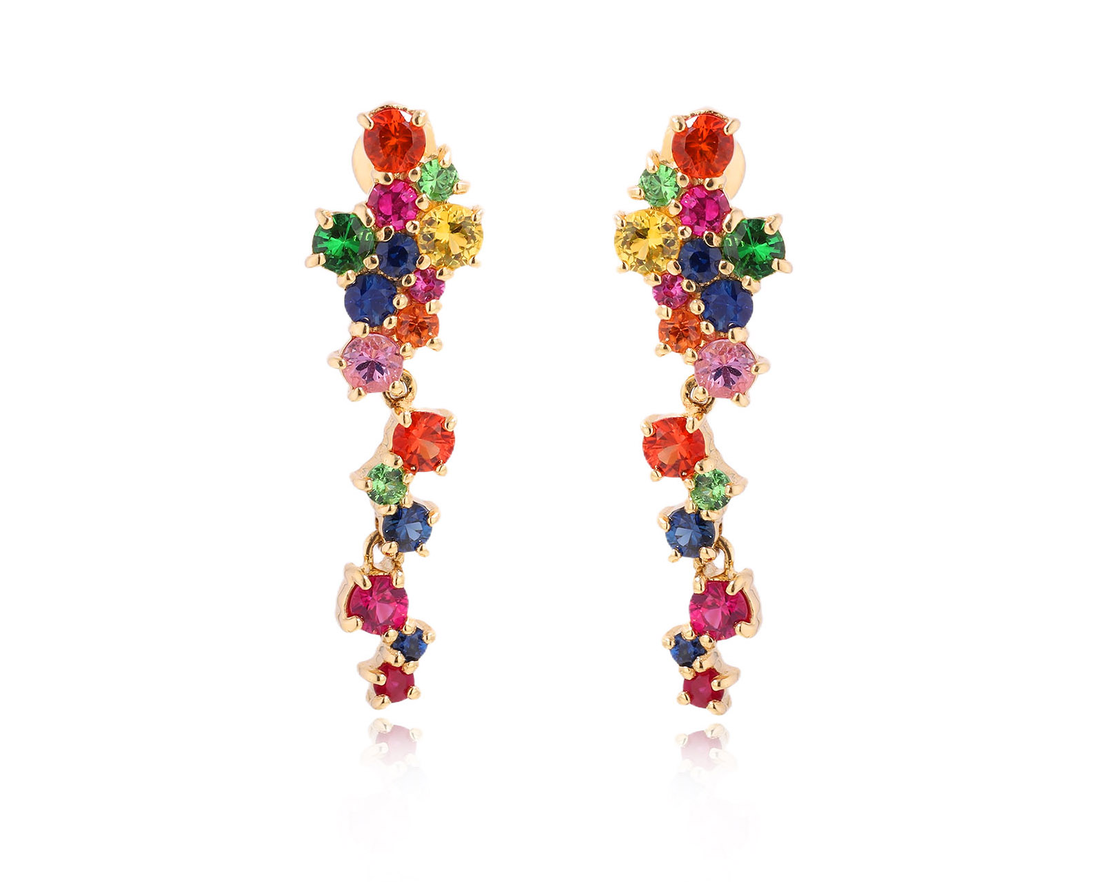 Оригинальные золотые серьги с цветными камнями 2.54ct Constantin Artmayer 011225/КМ265