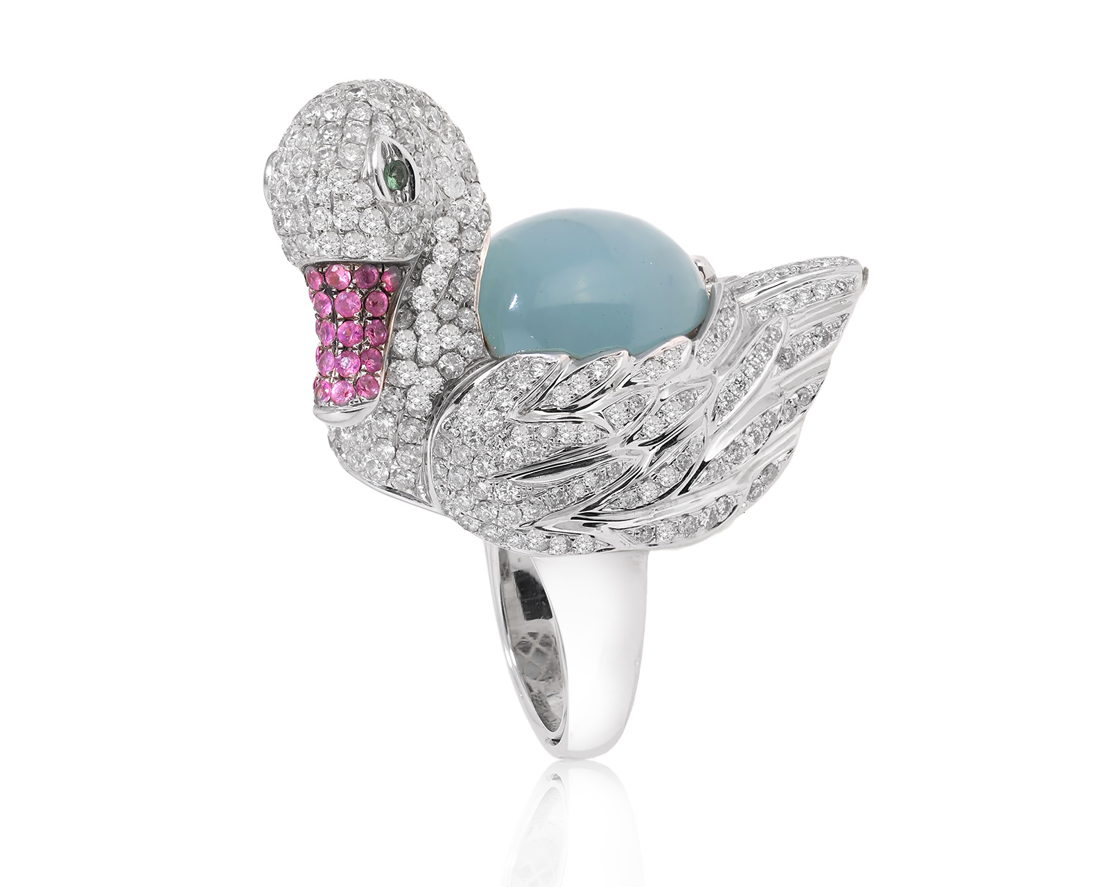 Шикарное золотое кольцо с голубым халцедоном 15.20ct 230621/КМ5