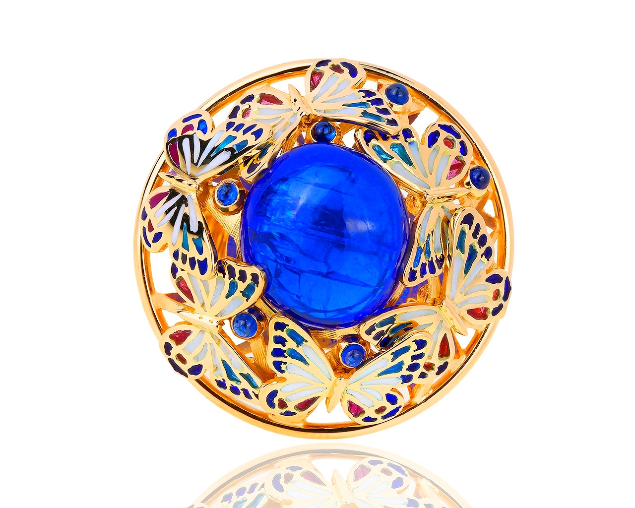 Стильное золотое кольцо с кианитом и сапфирами 0.16ct 280918/15