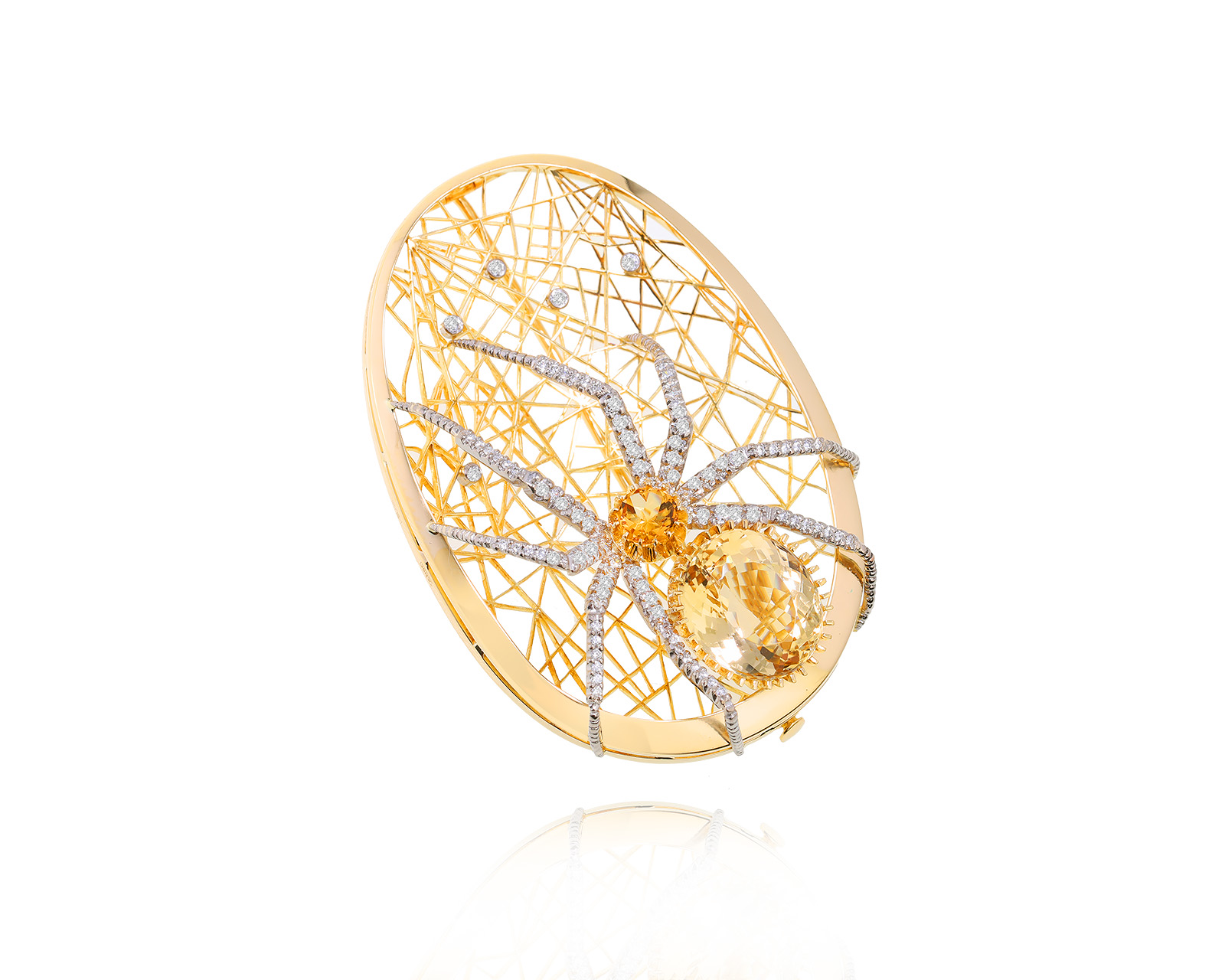 Золотая брошь с гелиодором 6.80ct 190723/2