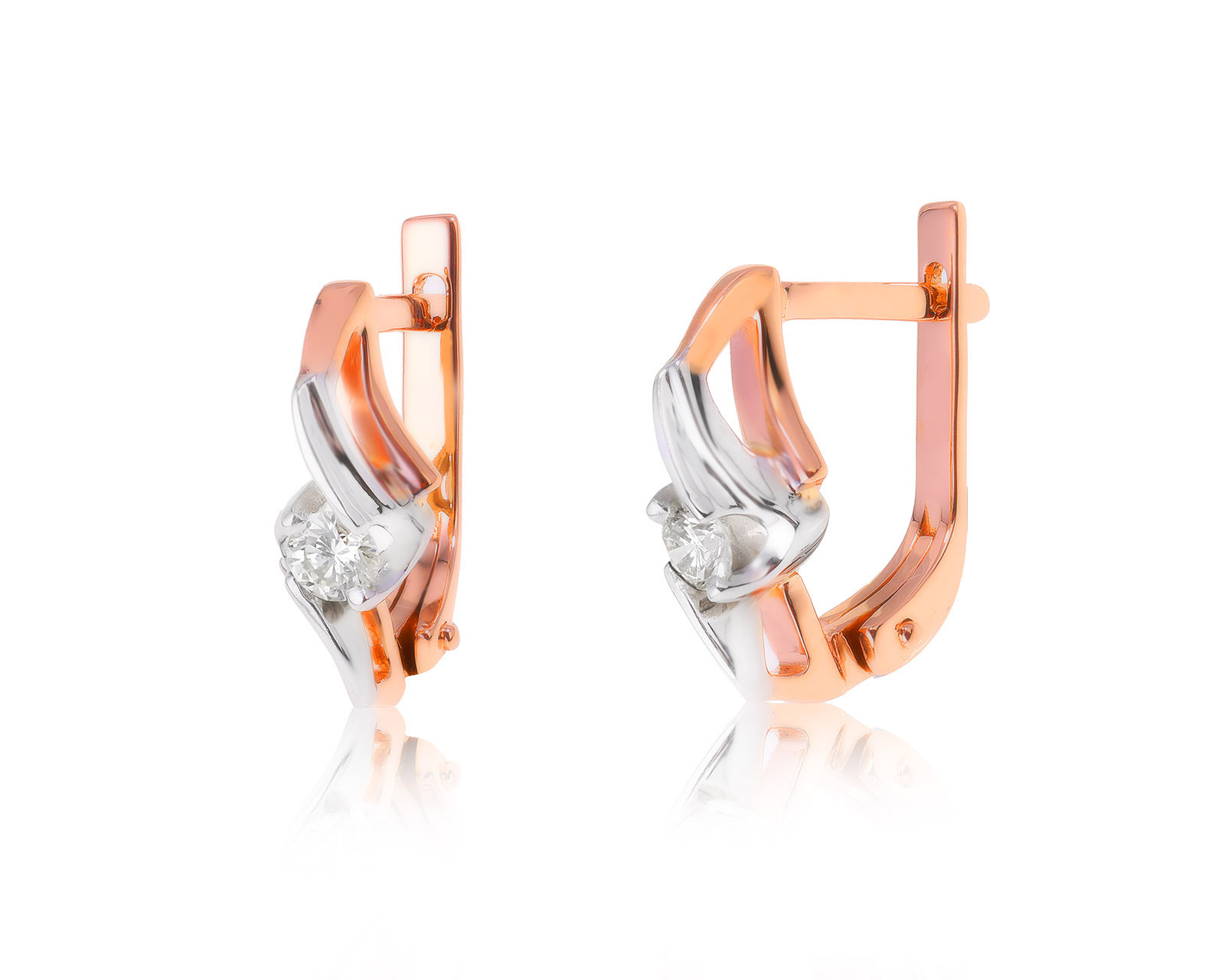 Золотые серьги с бриллиантами 0.34ct