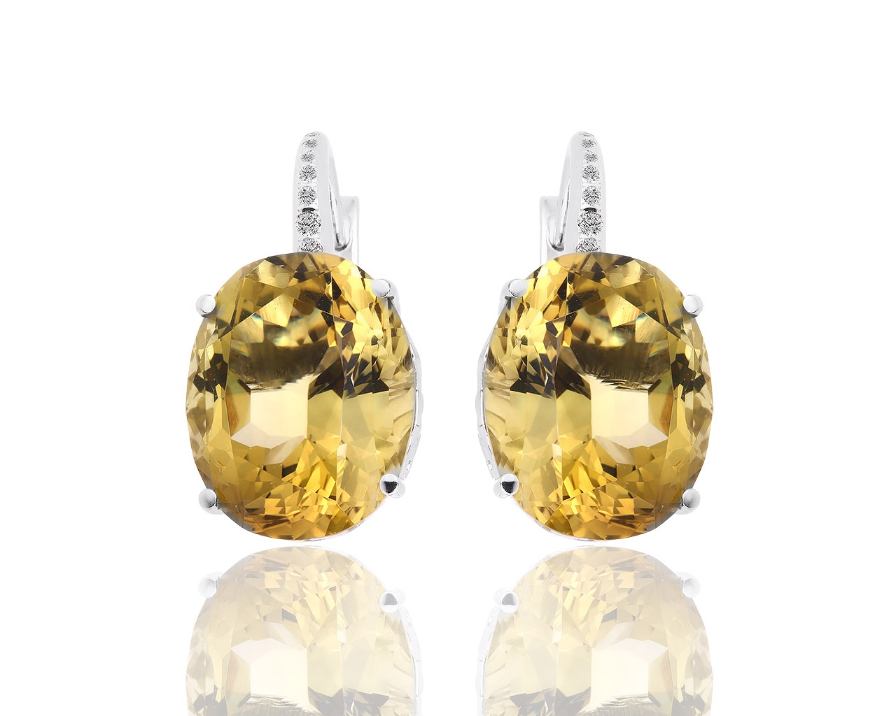 Золотые серьги с бриллиантами и празиолитами 23.45ct 081018/10