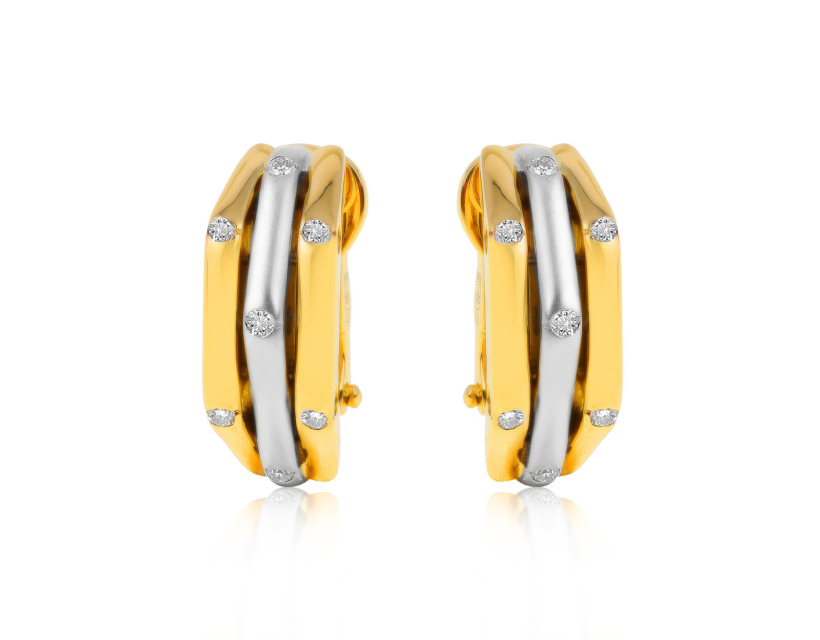 Прелестные золотые серьги с бриллиантами 0.21ct