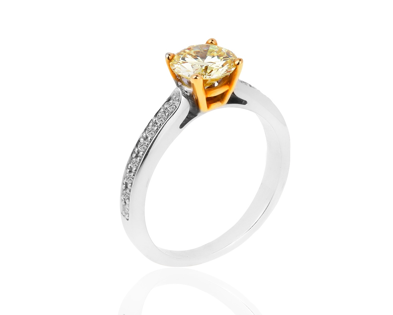 Золотое кольцо с бриллиантом 1,1ct Сертификат МГУ 