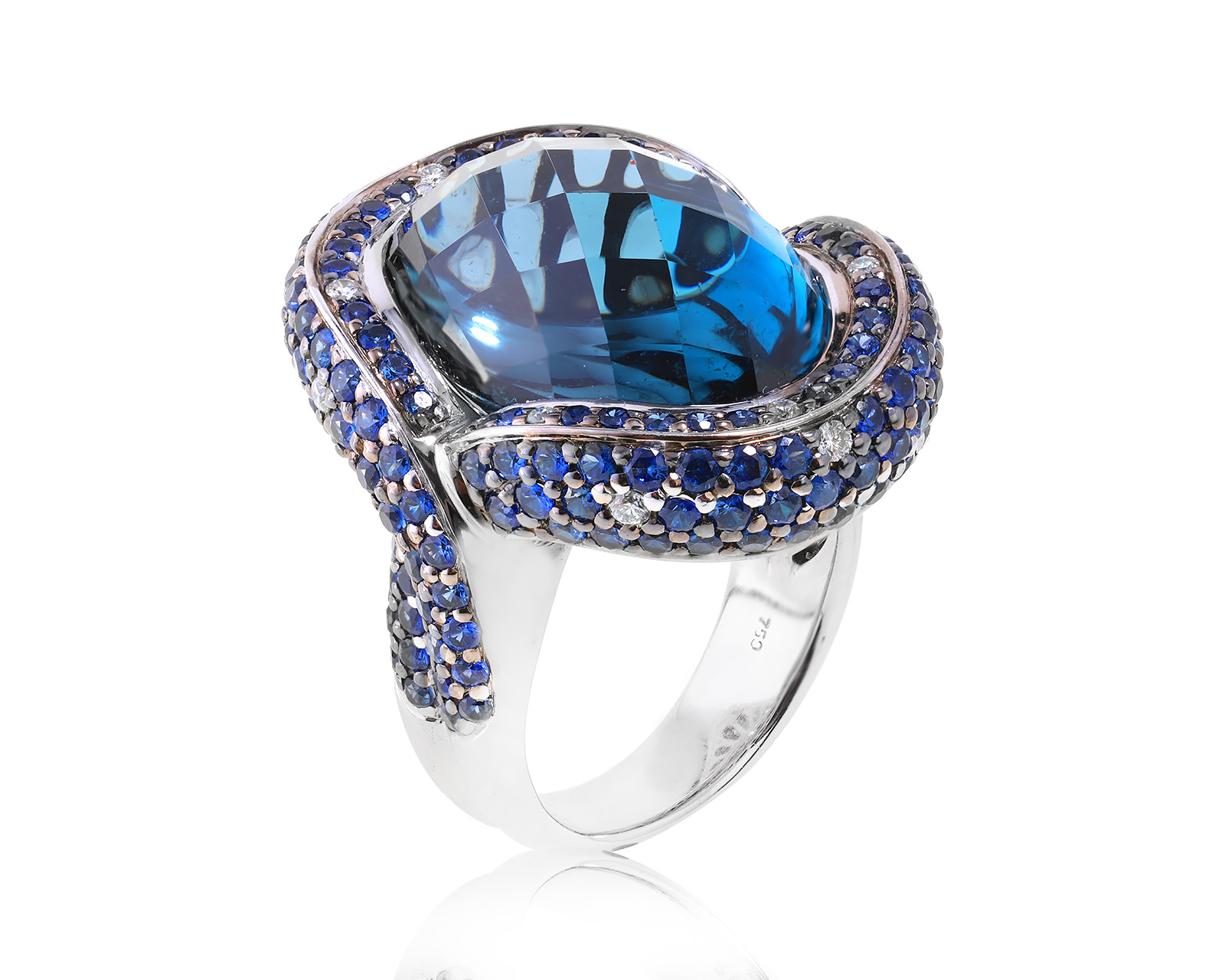 Золотое кольцо с топазом London Blue 20.10ct 240523/11