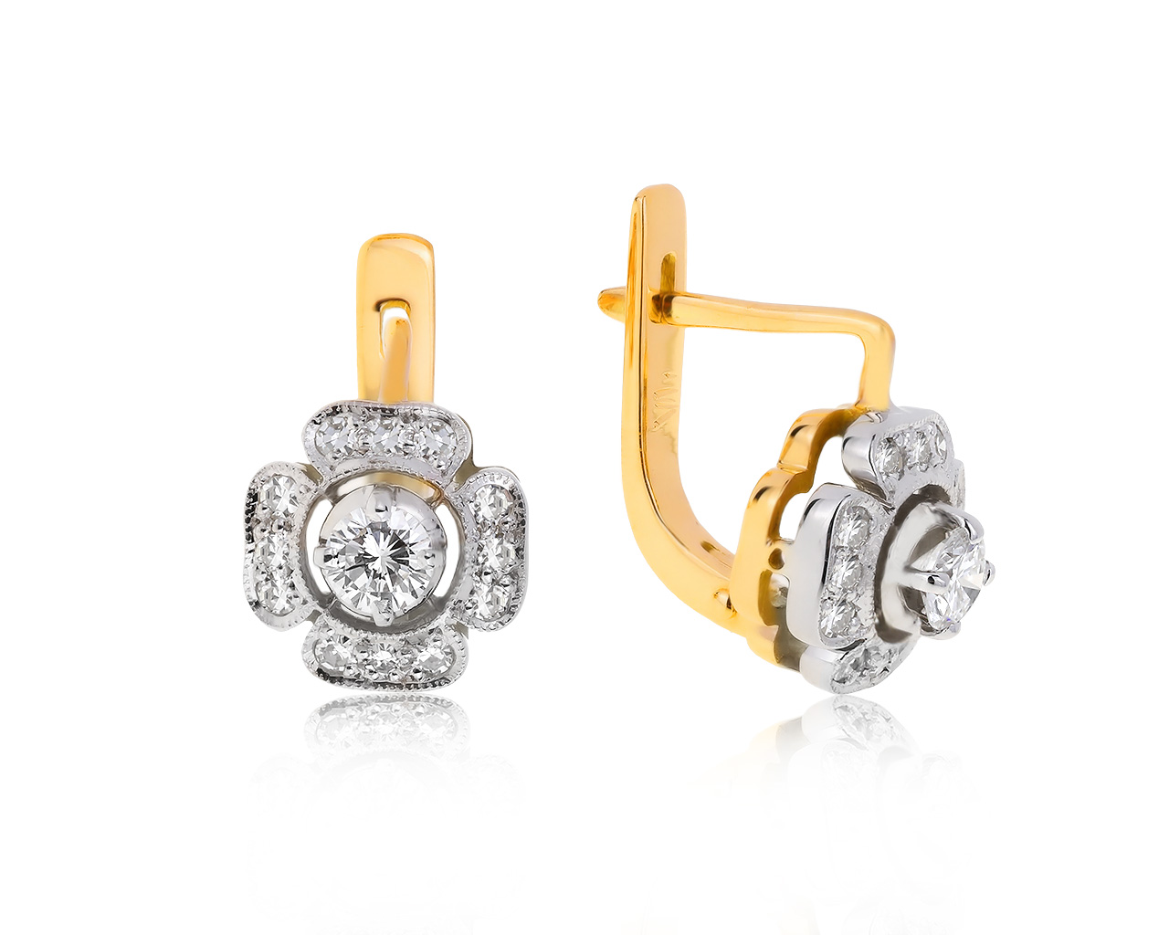 Винтажные золотые серьги с бриллиантами 0.58ct СССР