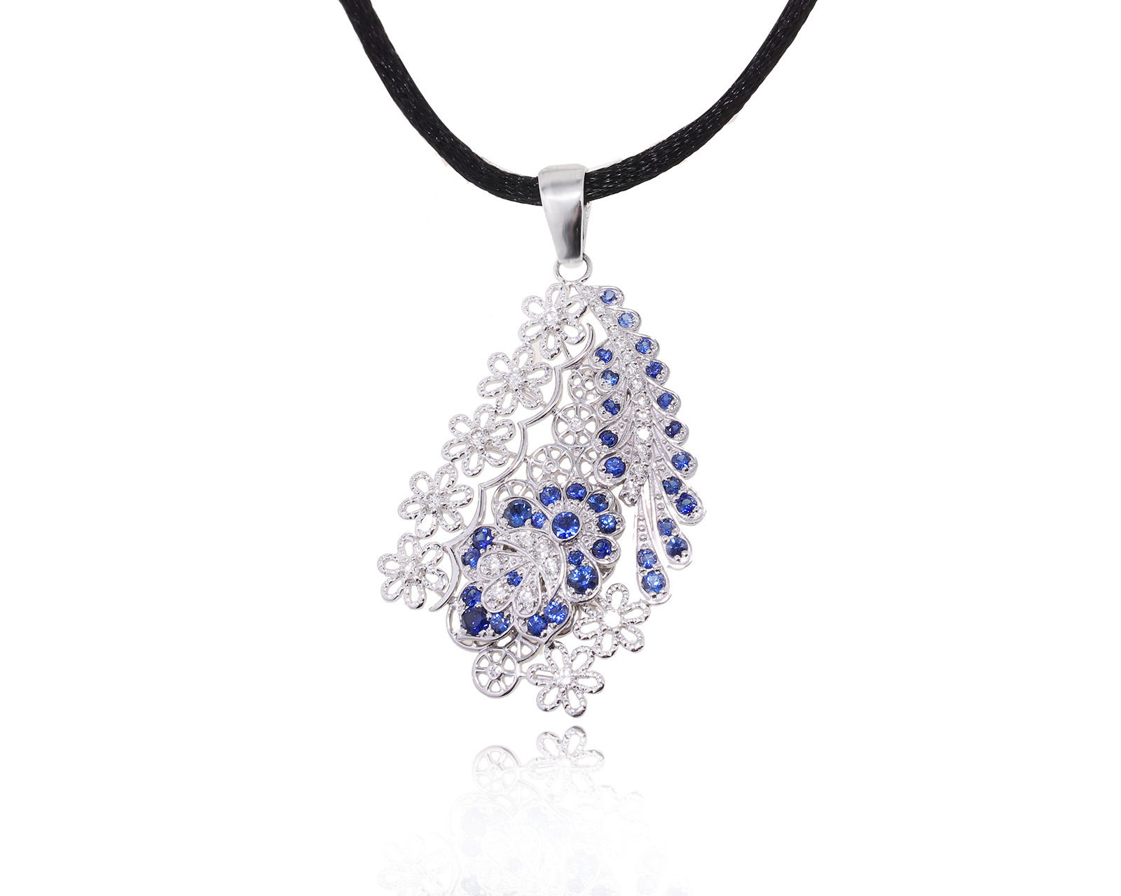 Притягательный золотой кулон с сапфирами 1.15ct 150323/7