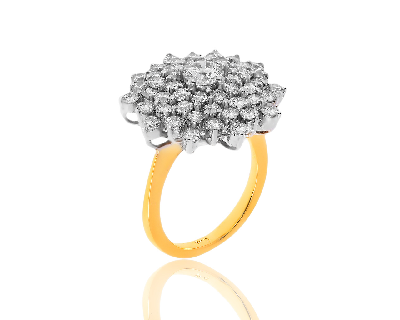Волшебное золотое кольцо с бриллиантами 3.24ct