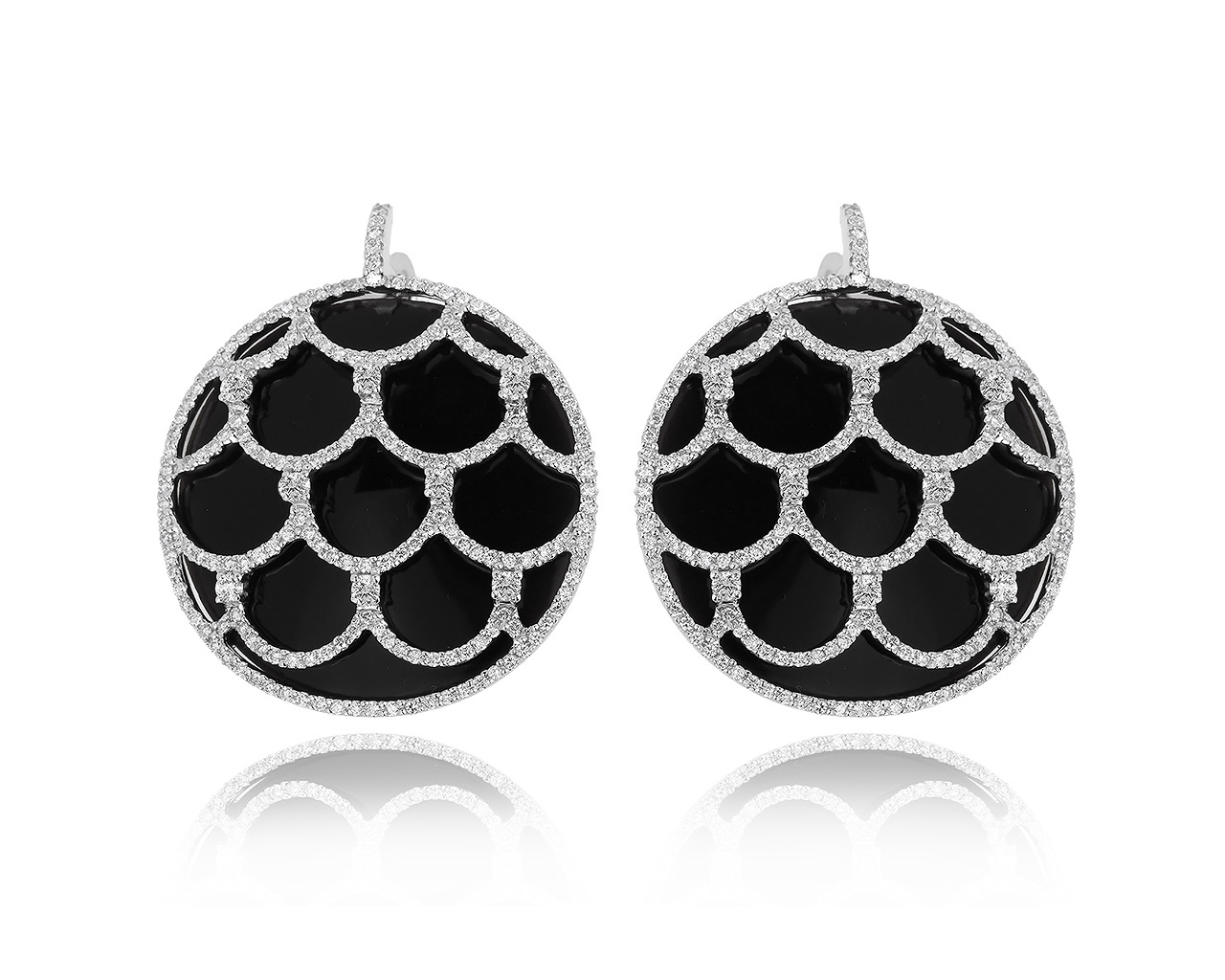 Оригинальные золотые серьги с ониксом и бриллиантами 2.76ct Saggi 130219/4