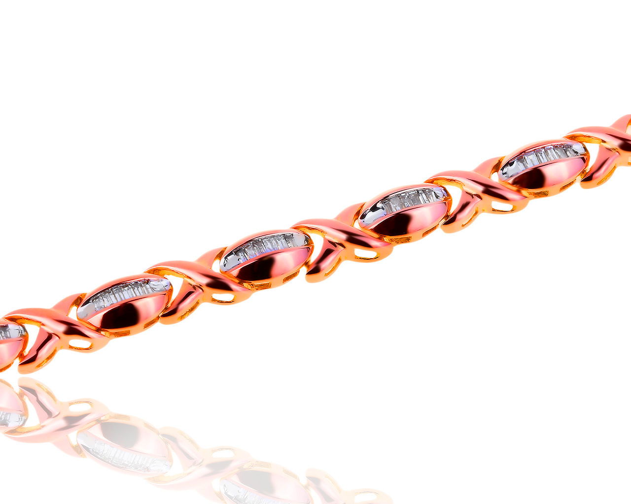 Престижный золотой браслет с бриллиантами 1.26ct