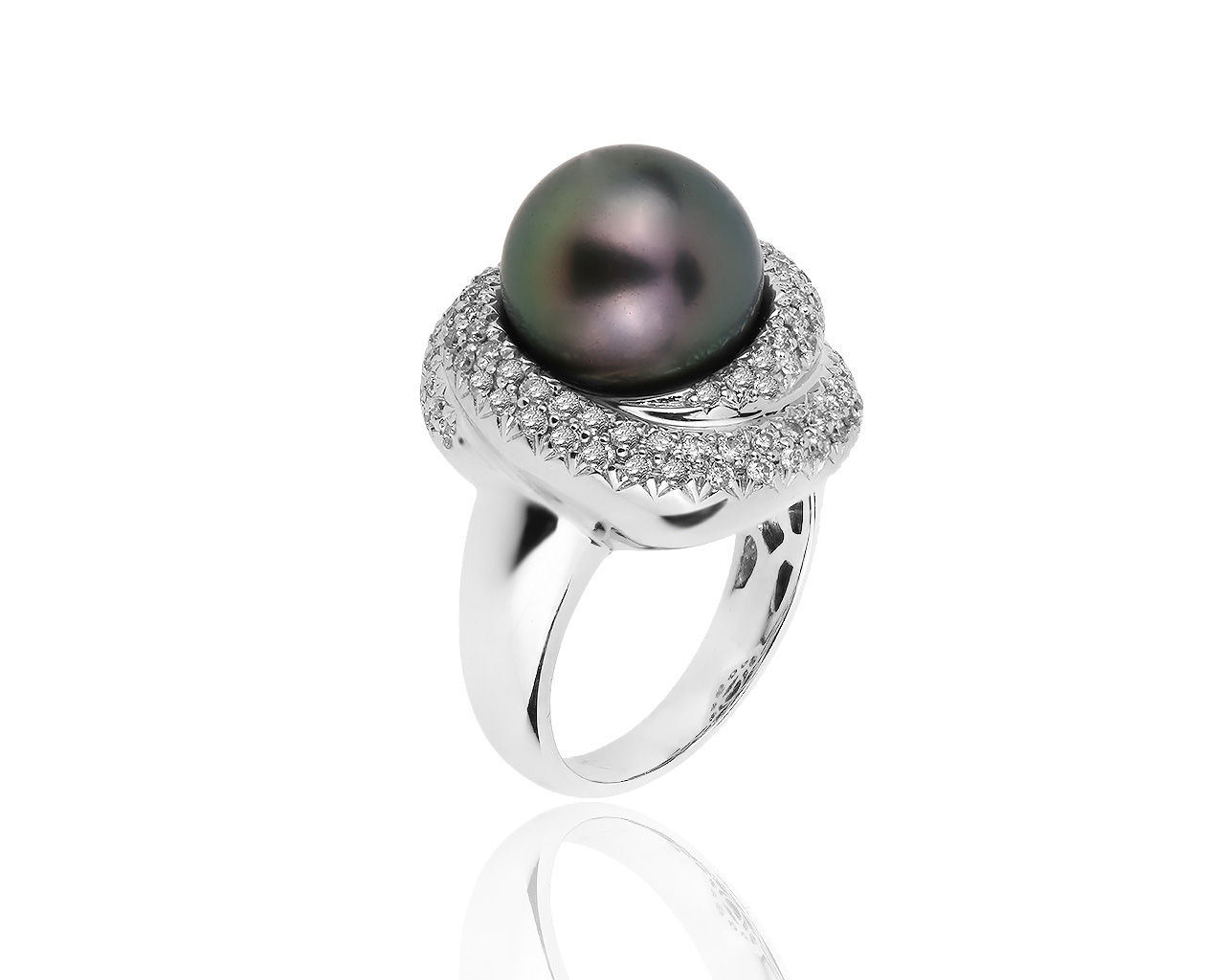 Прекрасное золотое кольцо с жемчугом и бриллиантами 0.66ct B.A. 040719/3