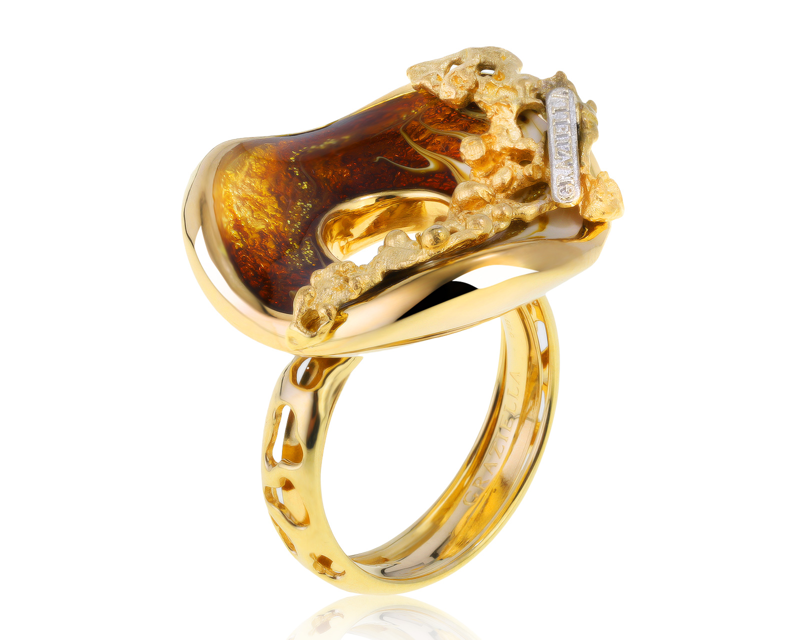 Оригинальное золотое кольцо с эмалями Graziella 111021/9