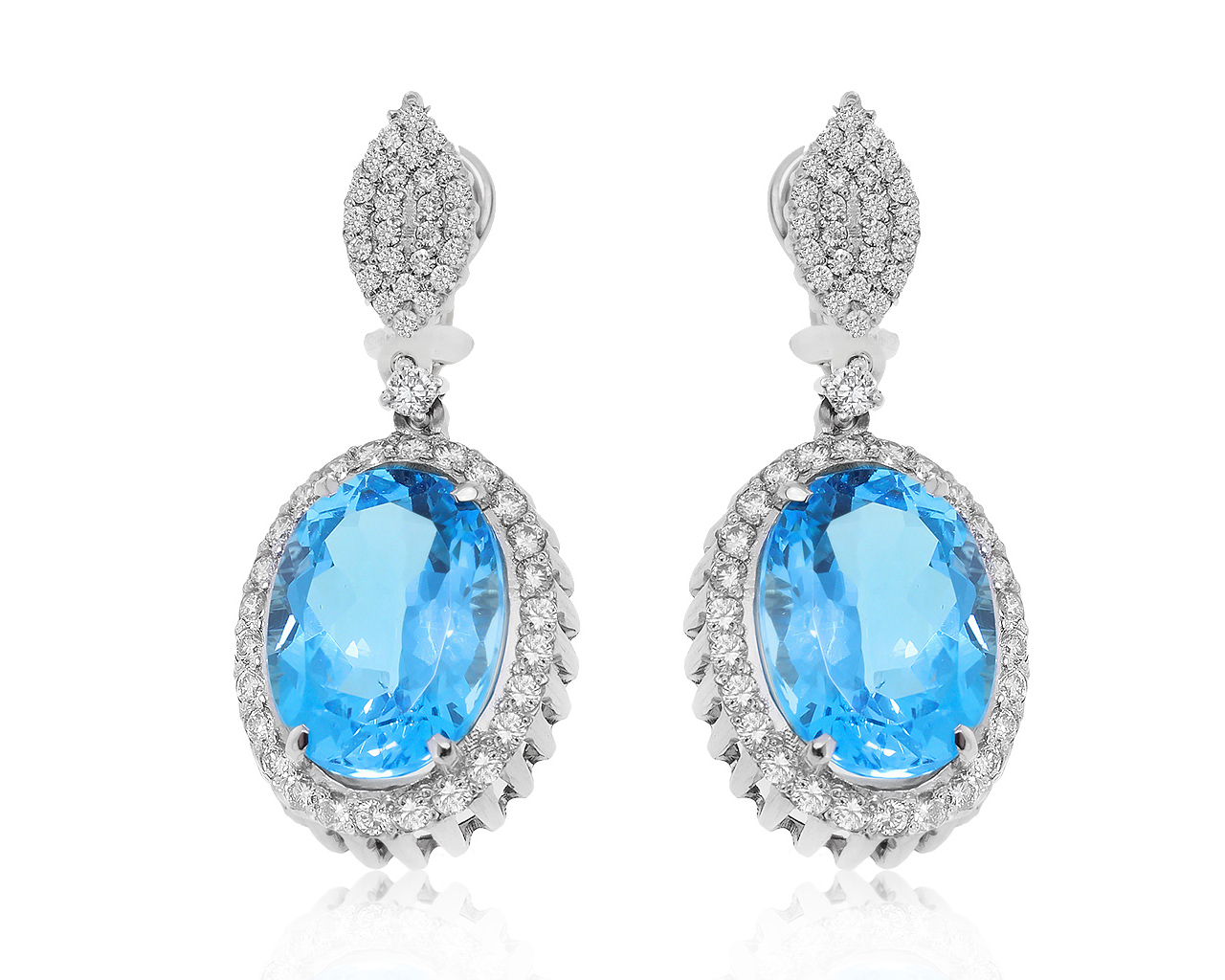 Прекрасные золотые серьги с топазами 22.50ct
