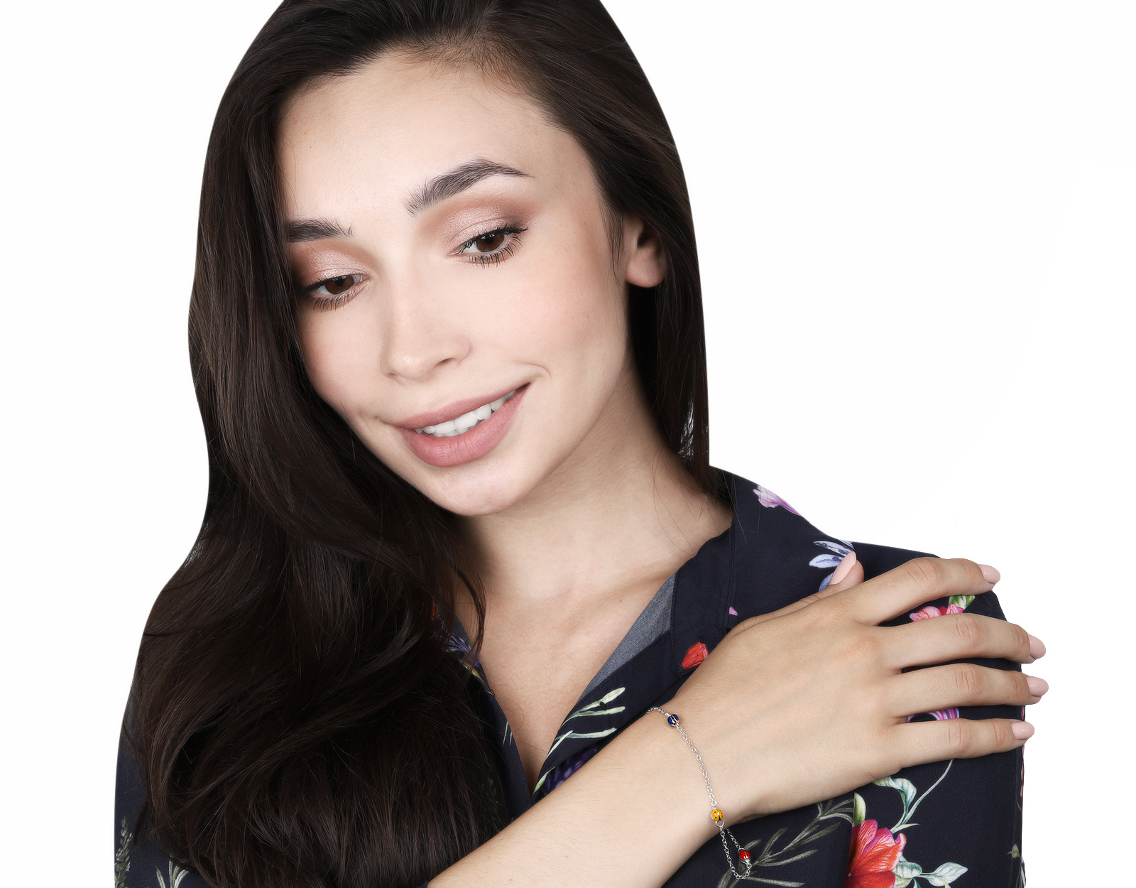 Оригинальный золотой браслет с эмалями Aaron Basha Ladybug