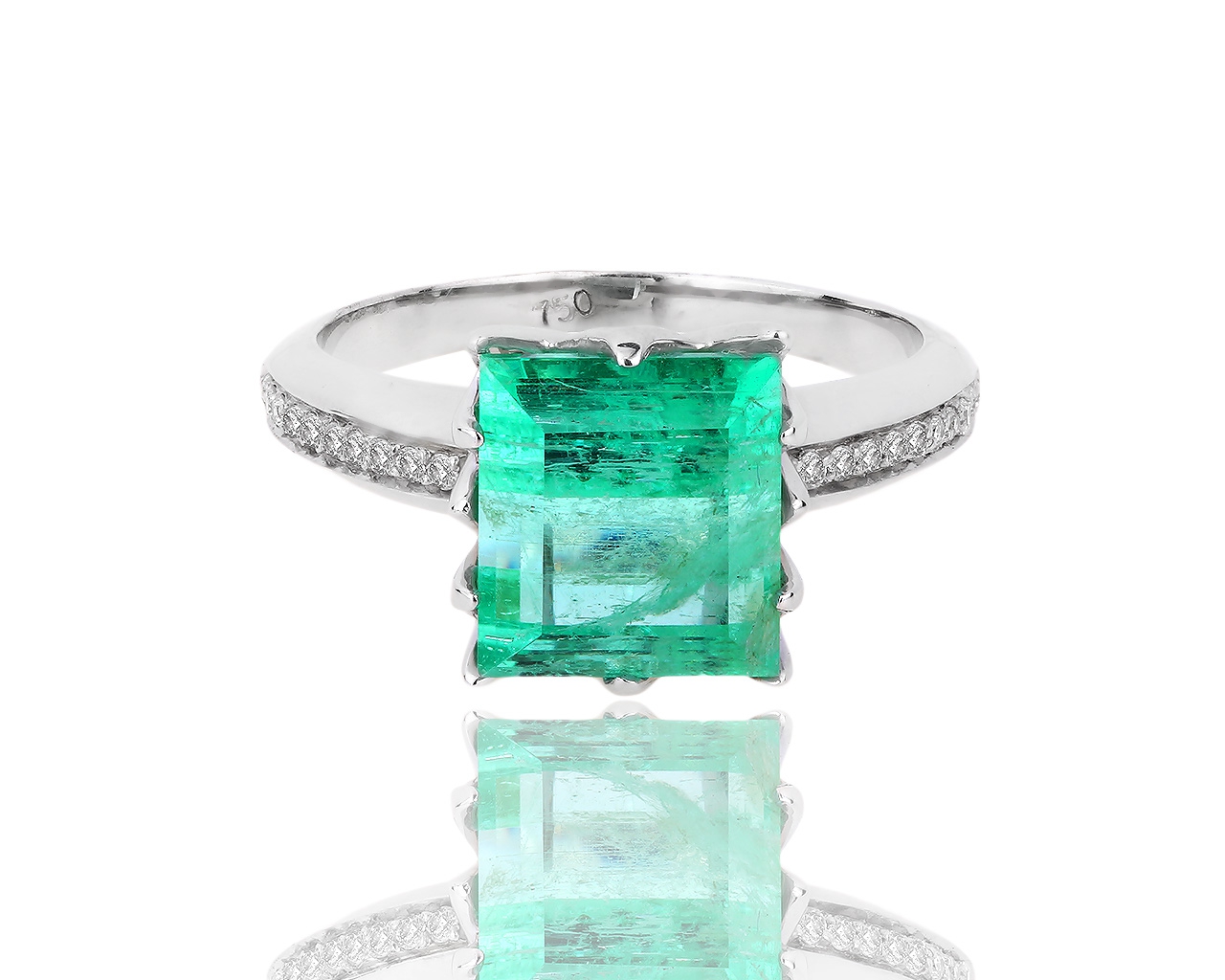 Золотое кольцо с бриллиантами 0.10ct и изумрудом 4.20ct 290416/23 Золотое кольцо с бриллиантами 0.10ct и изумрудом 4.20ct 290416/23