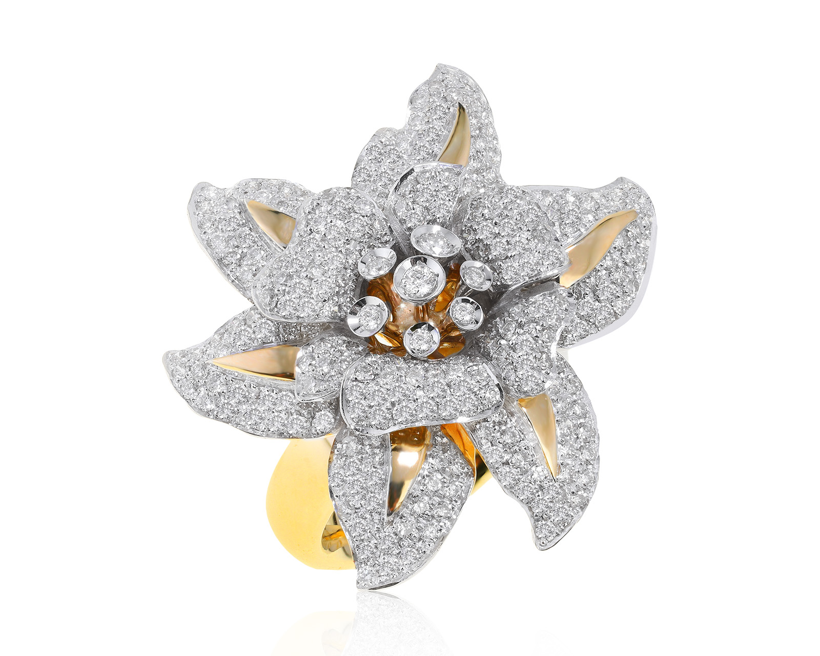 Шикарное золотое кольцо с бриллиантами 3.50ct