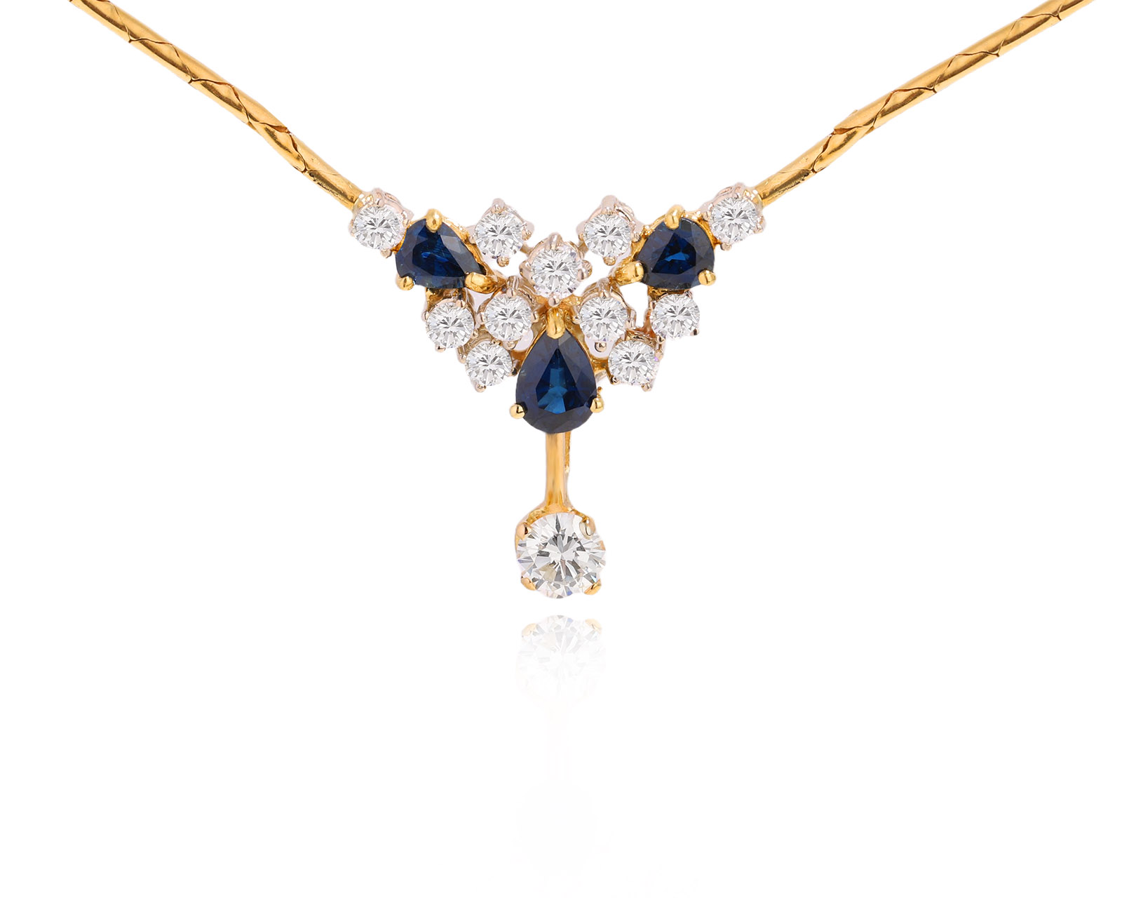 Золотое колье с сапфирами 0.98ct и бриллиантами 1.11ct 061025/9