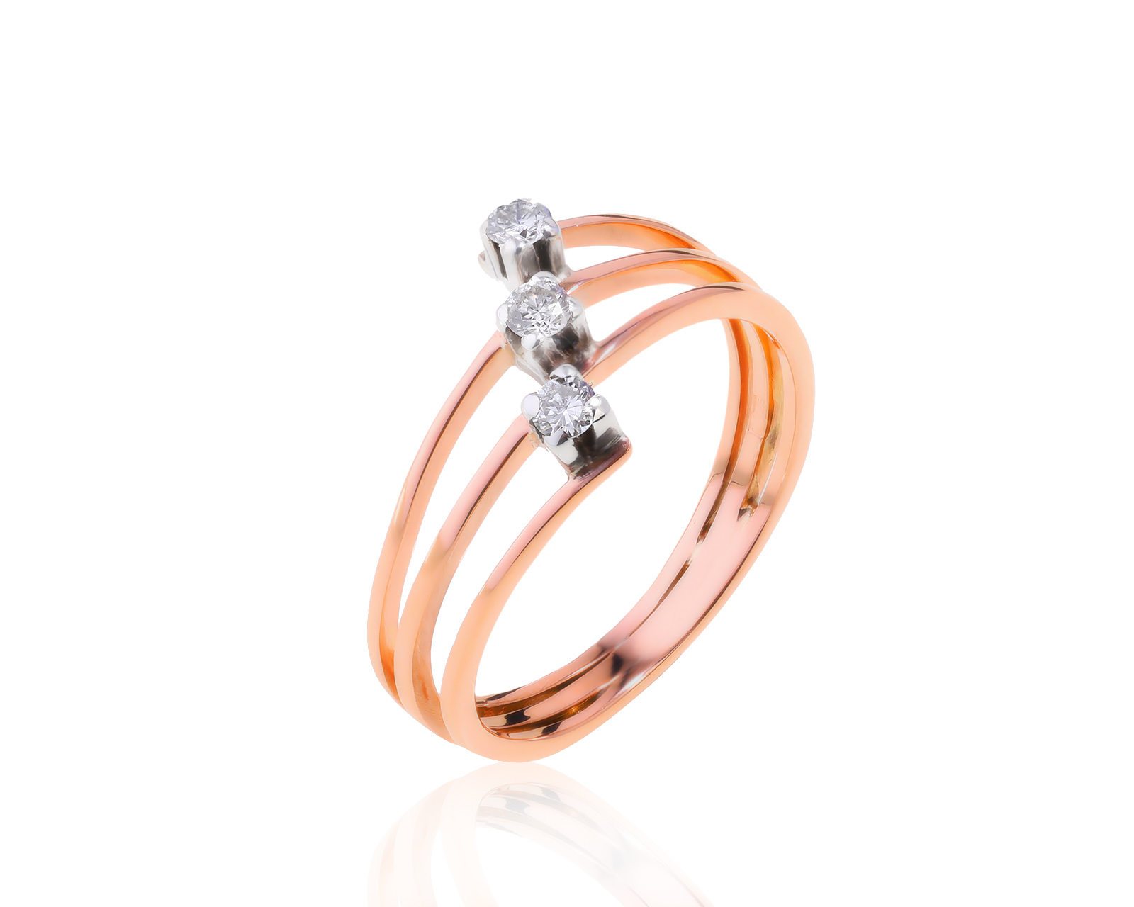 Изысканное золотое кольцо с бриллиантами 0.18ct