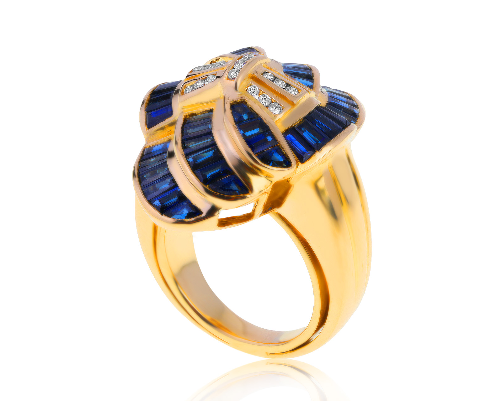Великолепное золотое кольцо с сапфирами 3.33ct