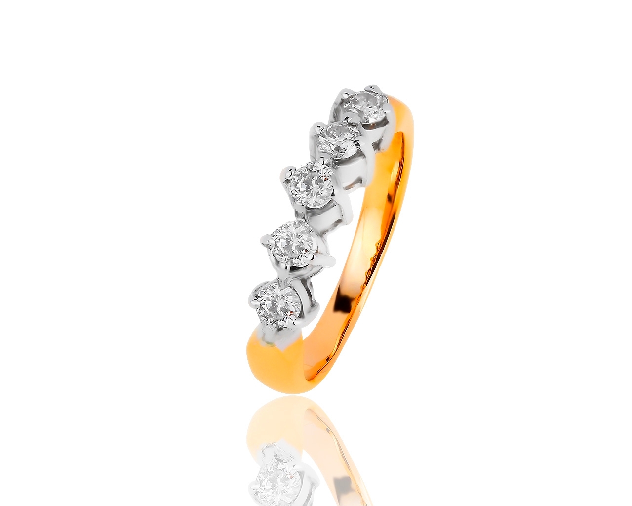Праздничное золотое кольцо с бриллиантами 0.41ct