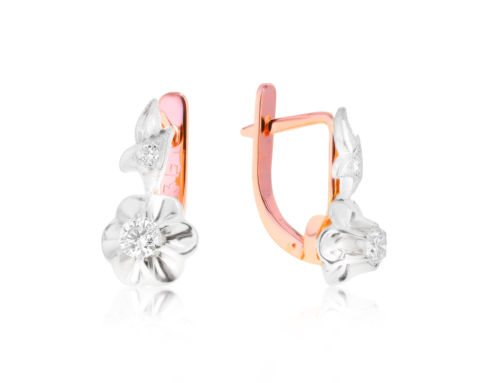 Эстетичные золотые серьги с бриллиантами 0.42ct СССР 191021/5