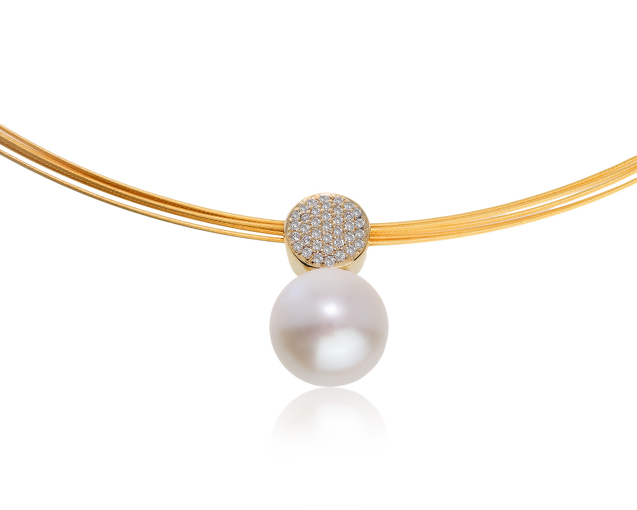 Великолепное золотое колье с жемчугом 10.70 мм 220121/3