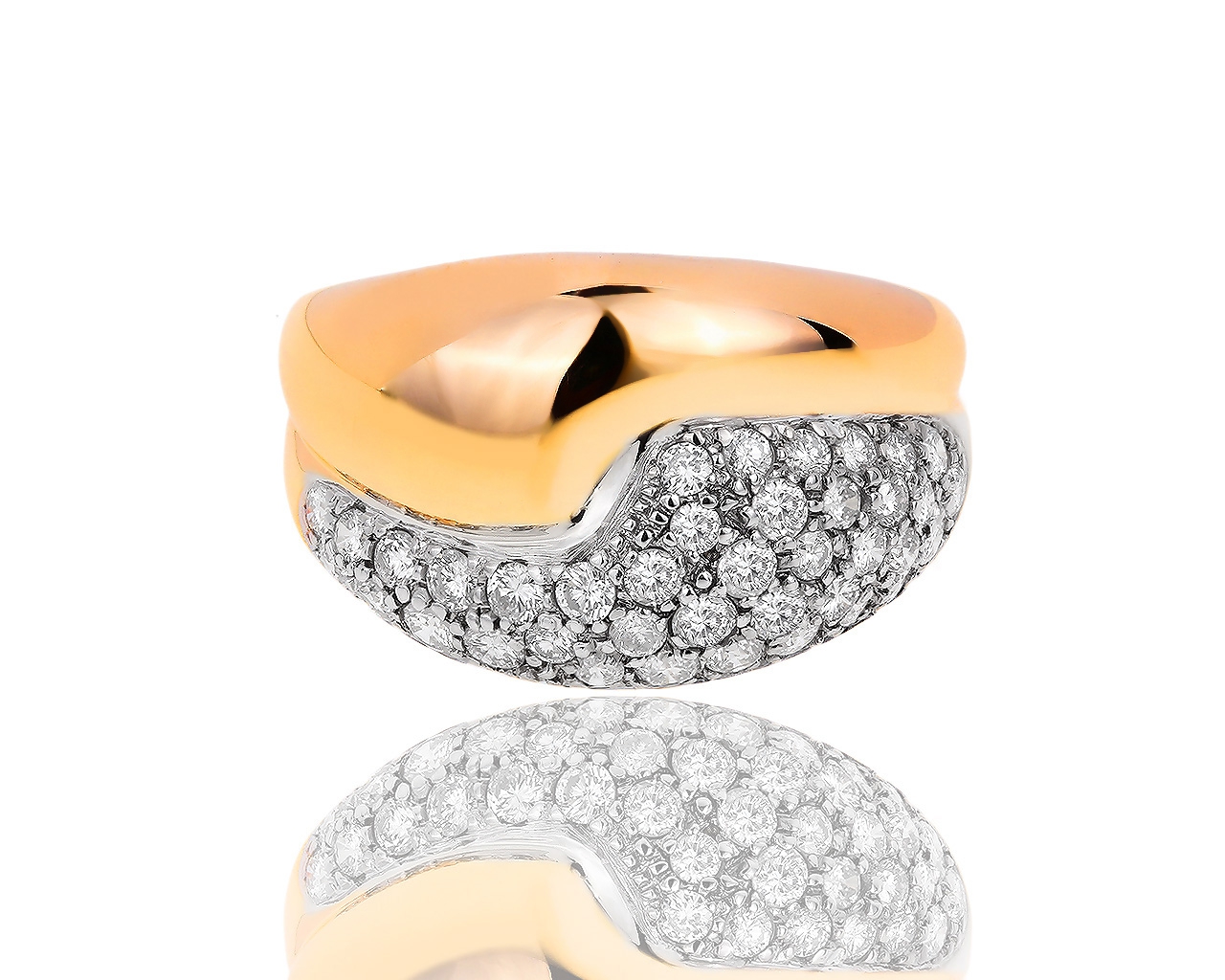 Прекрасное золотое кольцо с бриллиантами 0.82ct