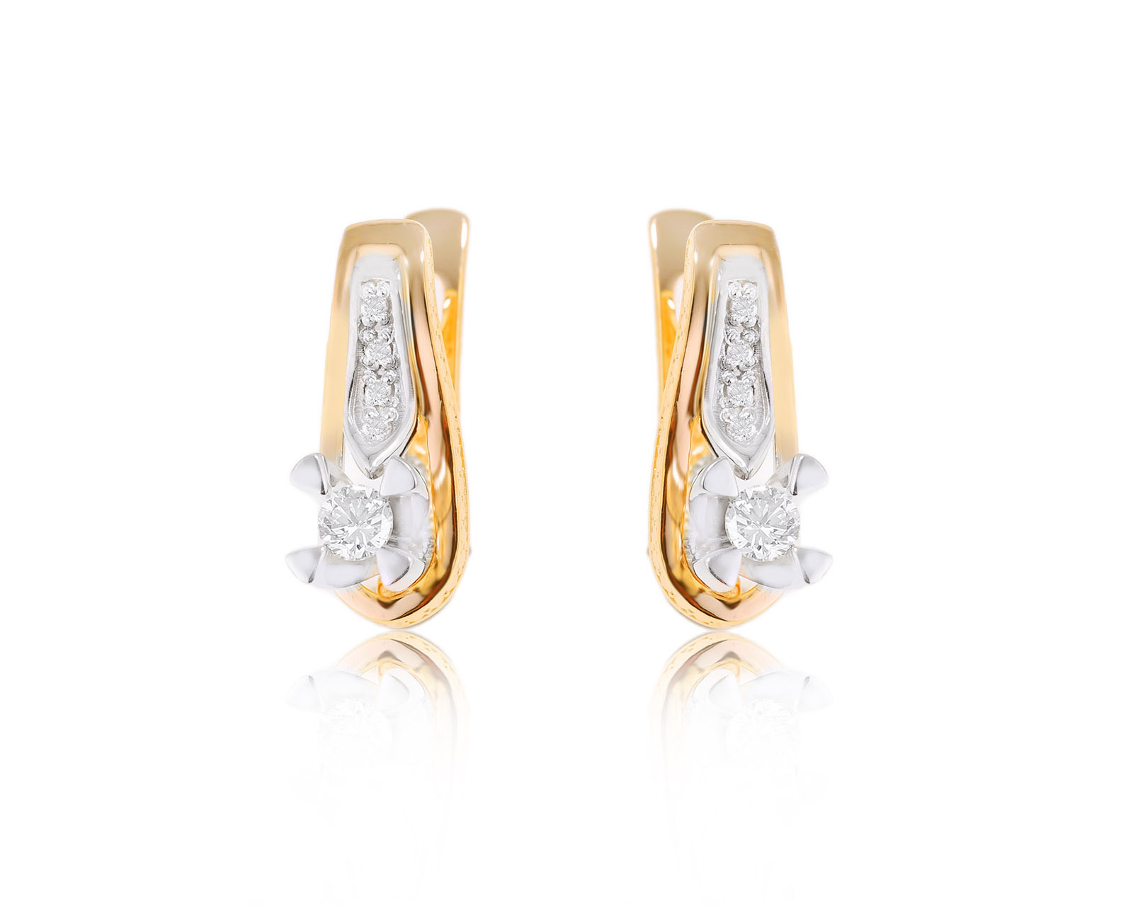 Золотые серьги с бриллиантами 0.26ct