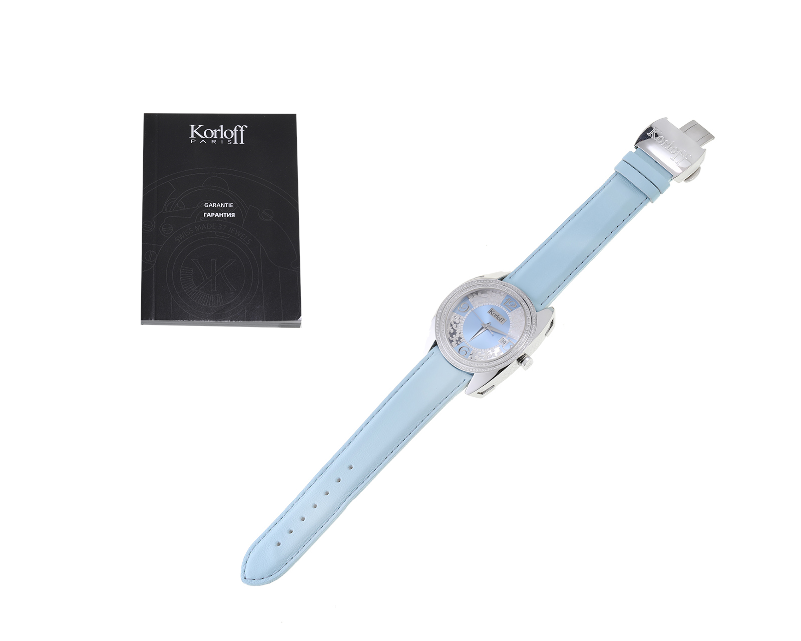 Оригинальные стальные часы с бриллиантами 0.80ct Korloff