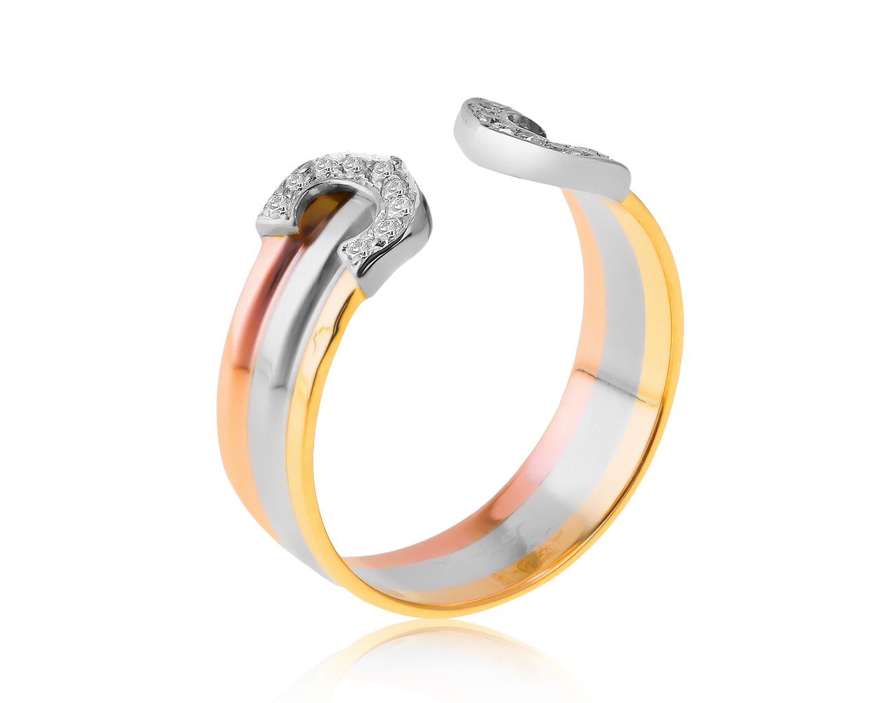 Оригинальное золотое кольцо с бриллиантами 0.10ct Cartier Trinity Logo 160421/2 Оригинальное золотое кольцо с бриллиантами 0.10ct Cartier Trinity Logo 160421/2