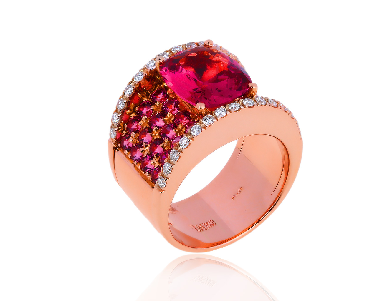 Оригинальное золотое кольцо с турмалинами 5.30ct Giovanni Ferraris 081119/9