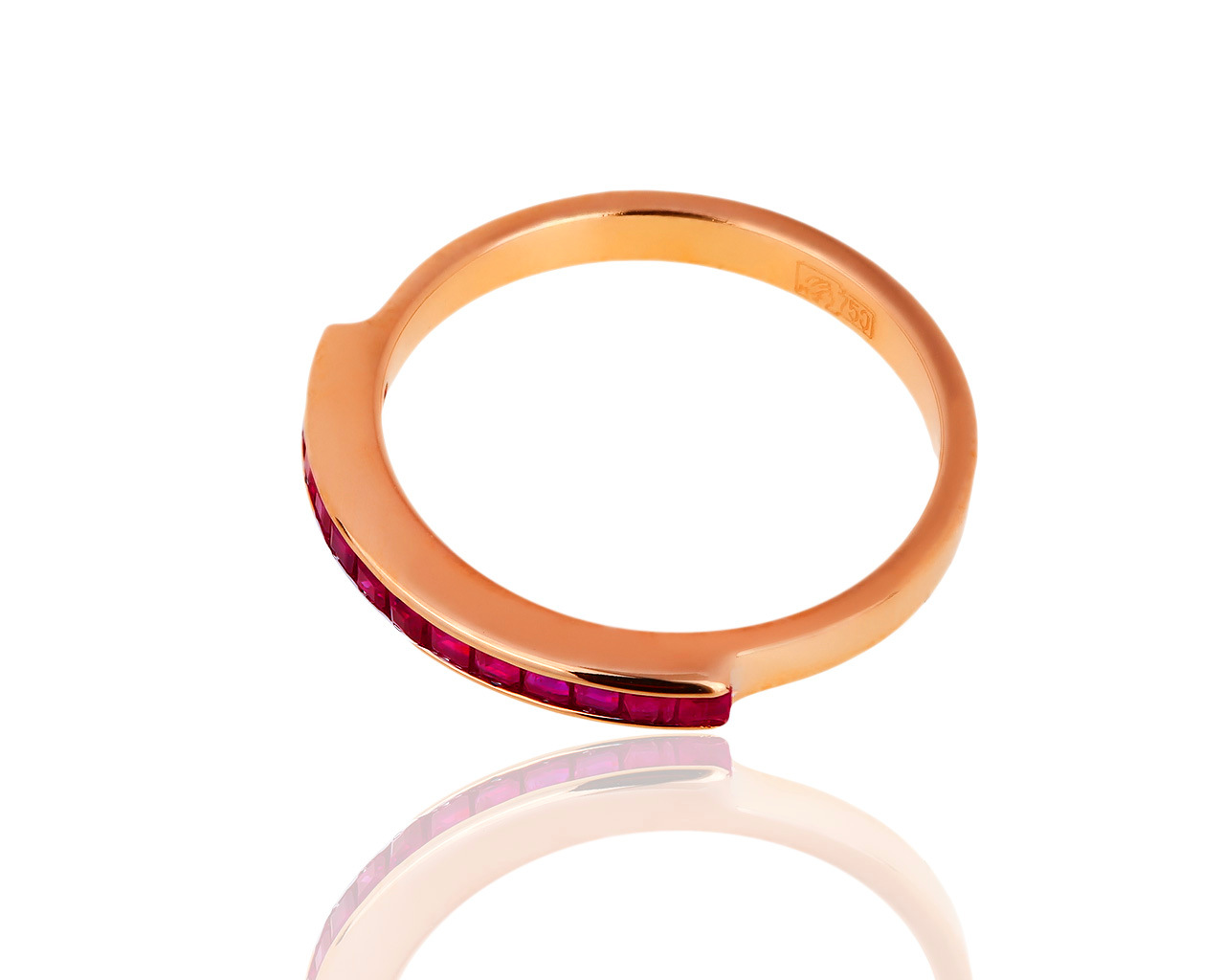 Интересное золотое кольцо с рубинами 0.47ct