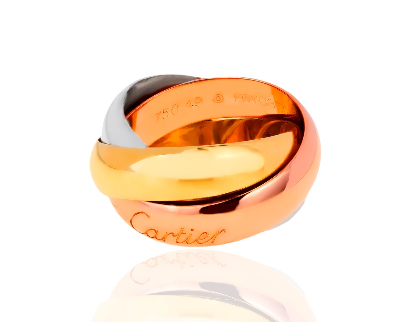 Трехцветное золотое кольцо Trinity De Cartier 080219/2